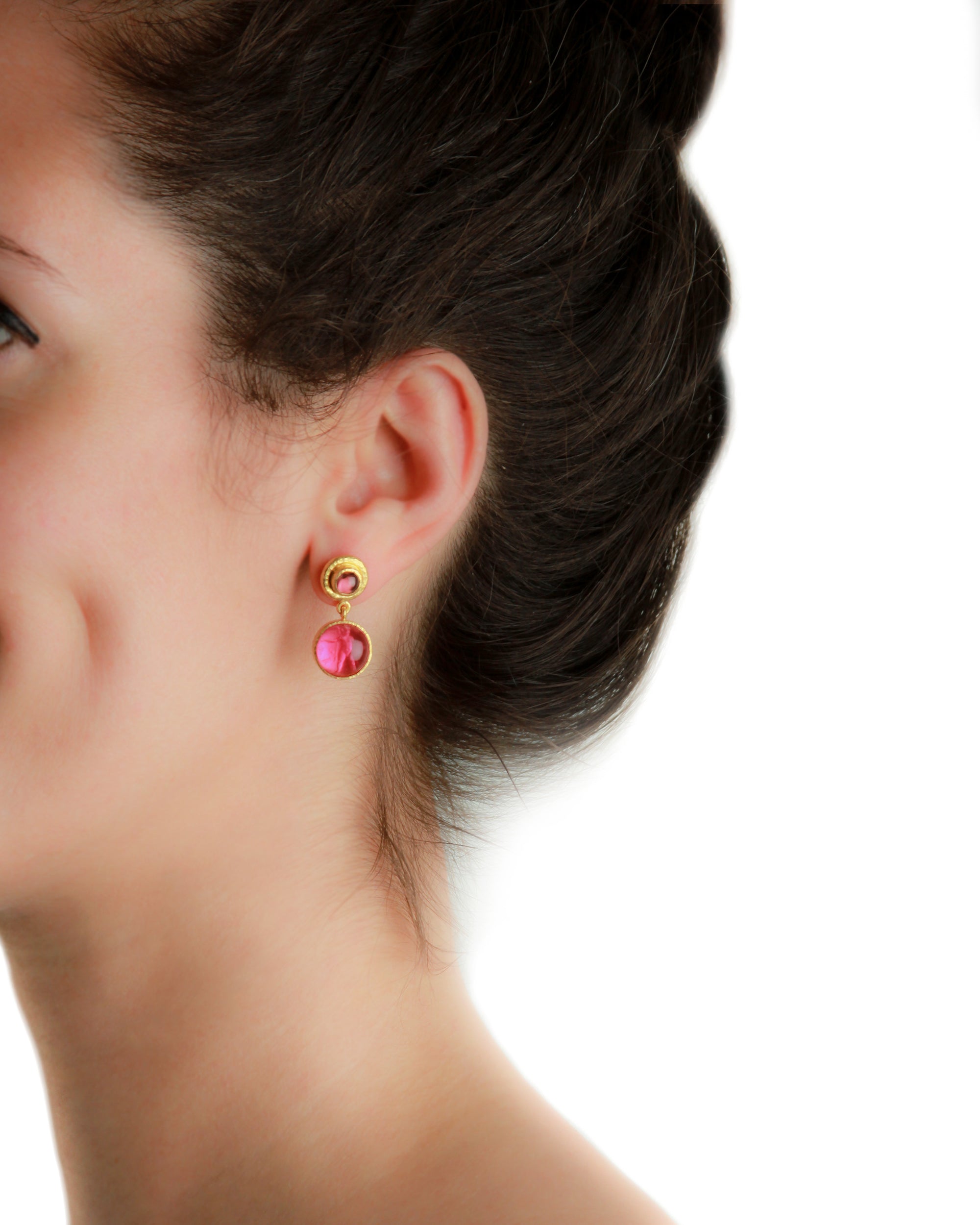 Amber 'Cabochon Putto and Duck' Earrings