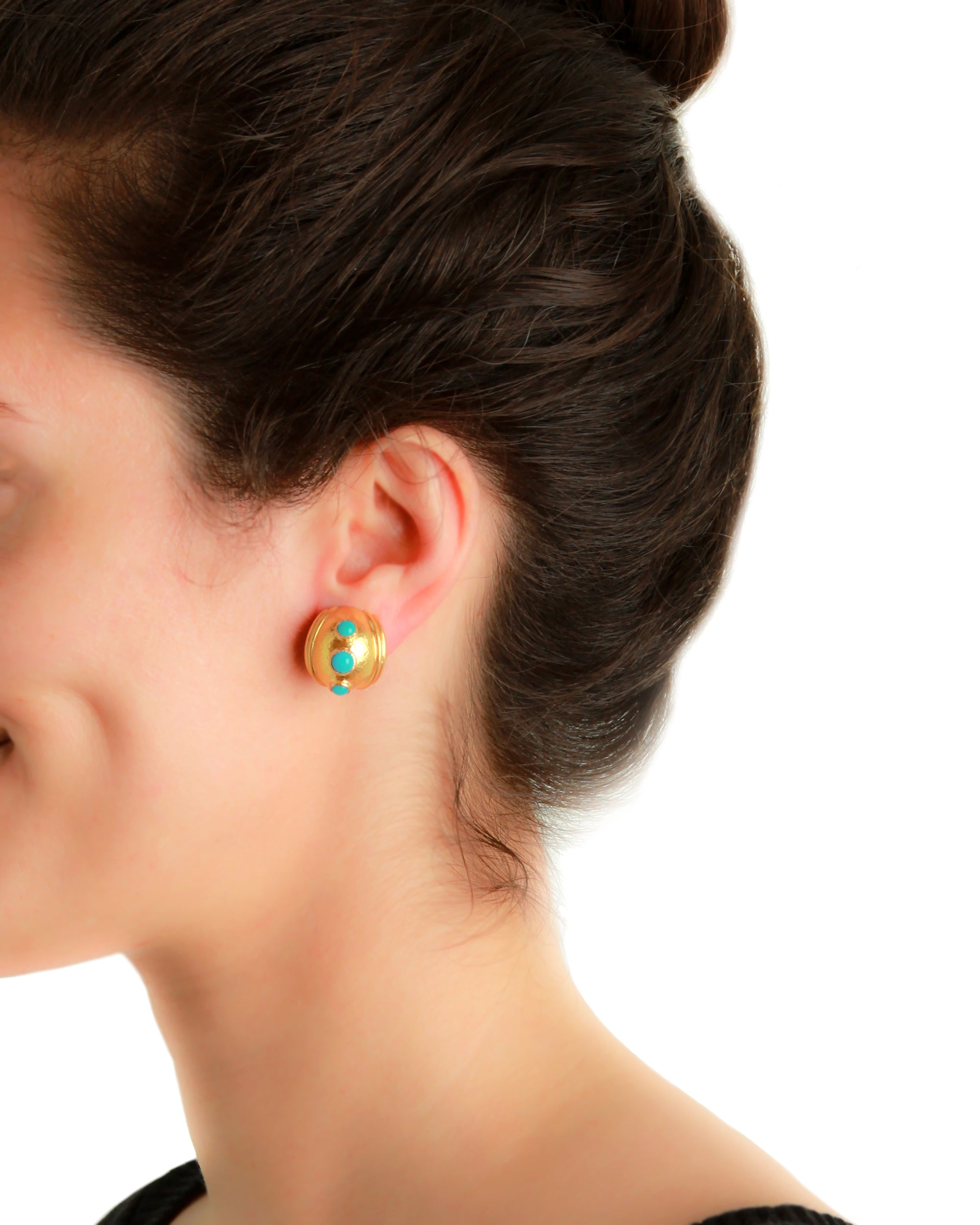 Sleeping Beauty Turquoise Small Puff Earrings