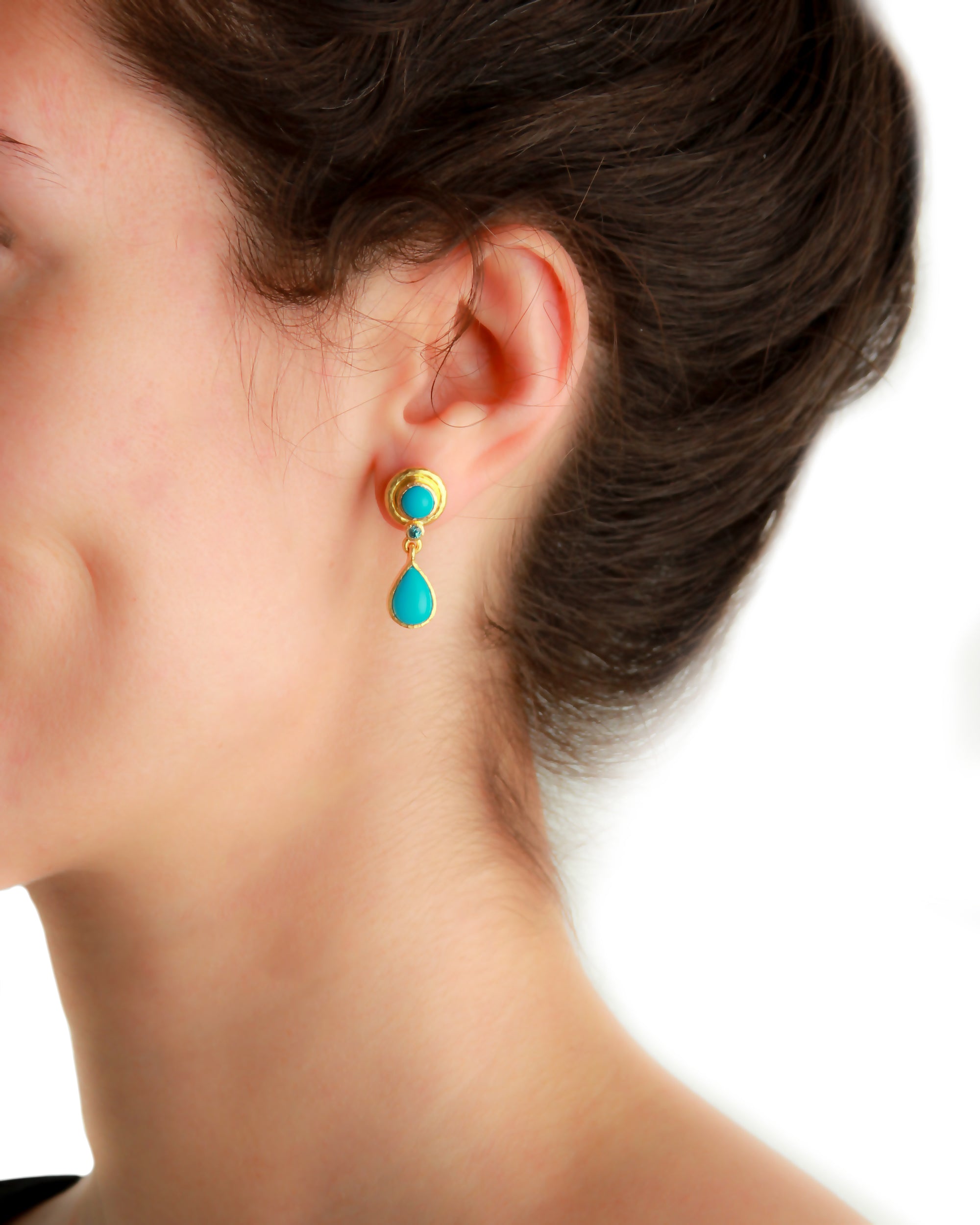Sleeping Beauty Turquoise Drop Stud Earrings