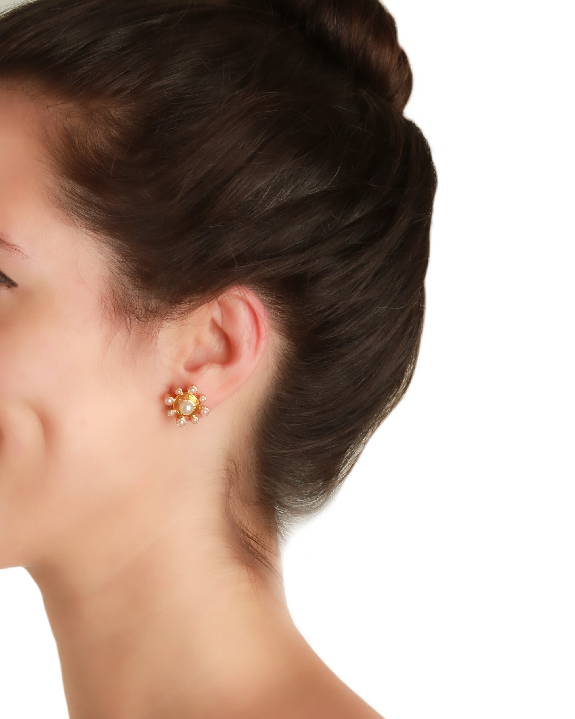 White Pearl Stud Earrings