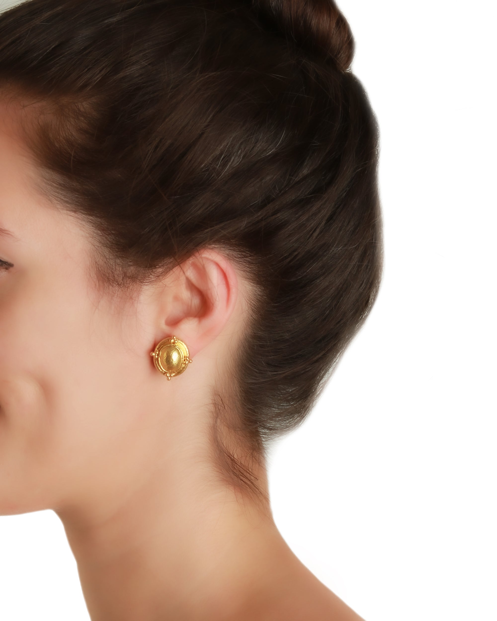 Gold Dome Earring with Triads