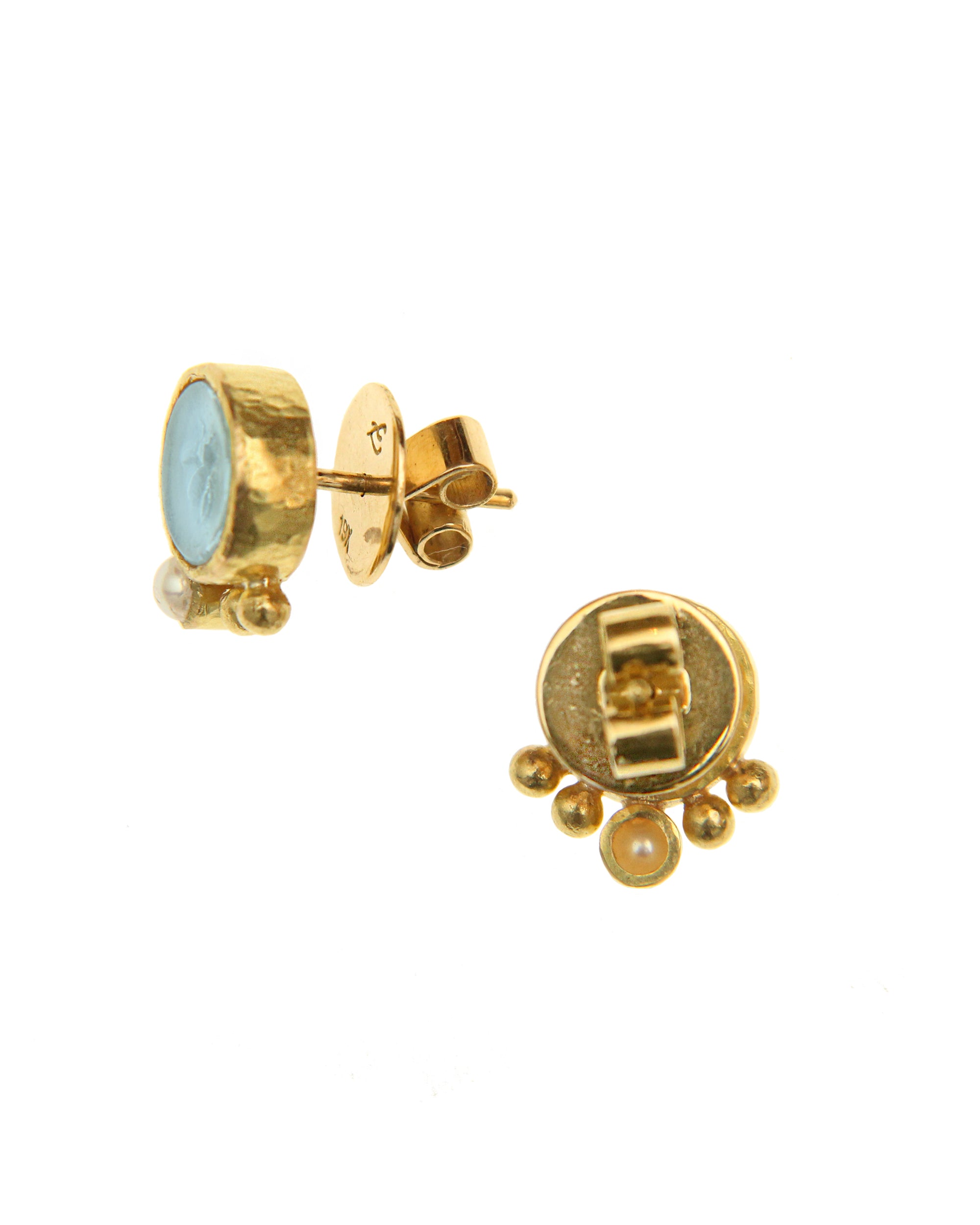 Light Aqua 'Tiny Bee' Stud Earrings
