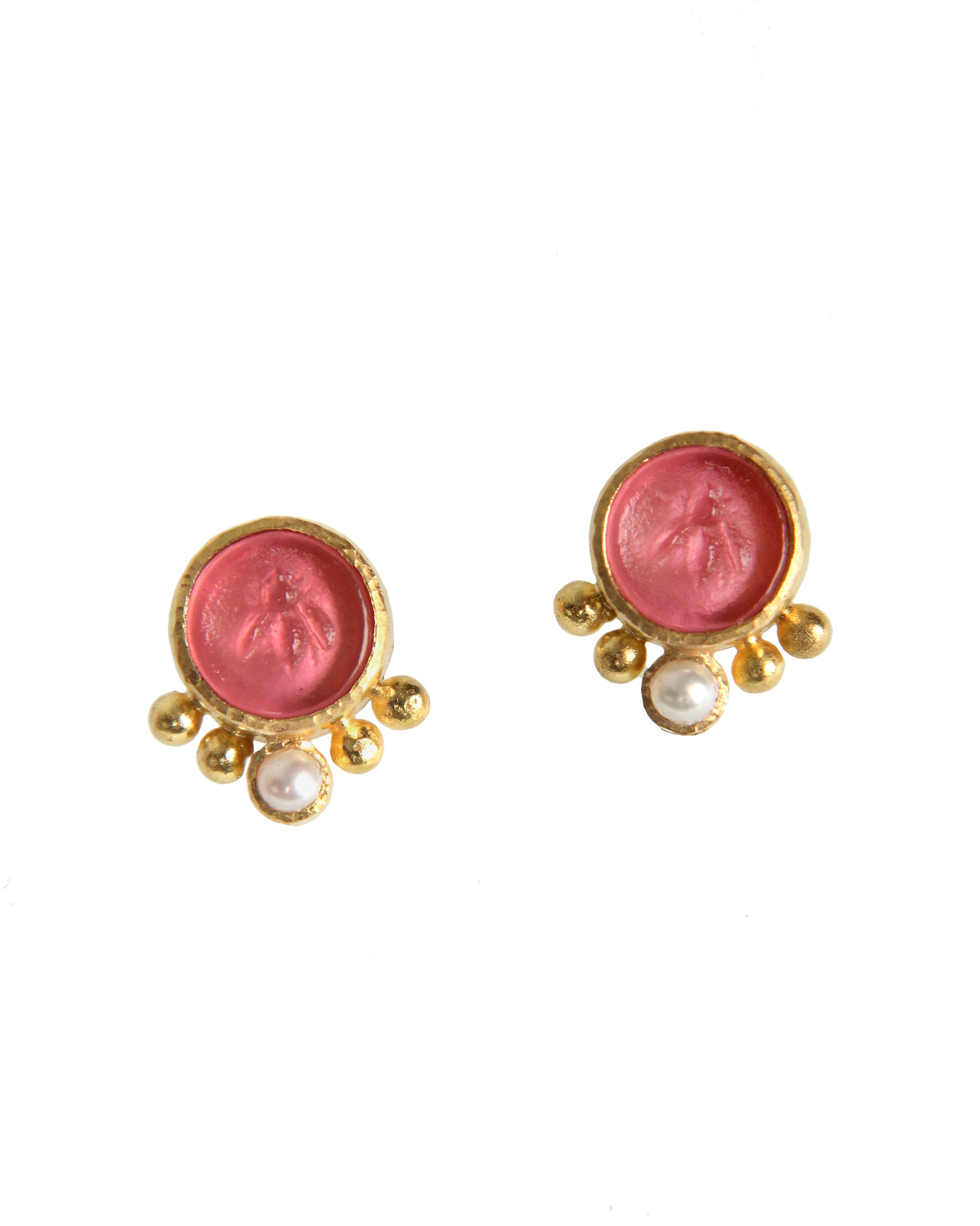 Pink 'Tiny Bee' Stud Earrings