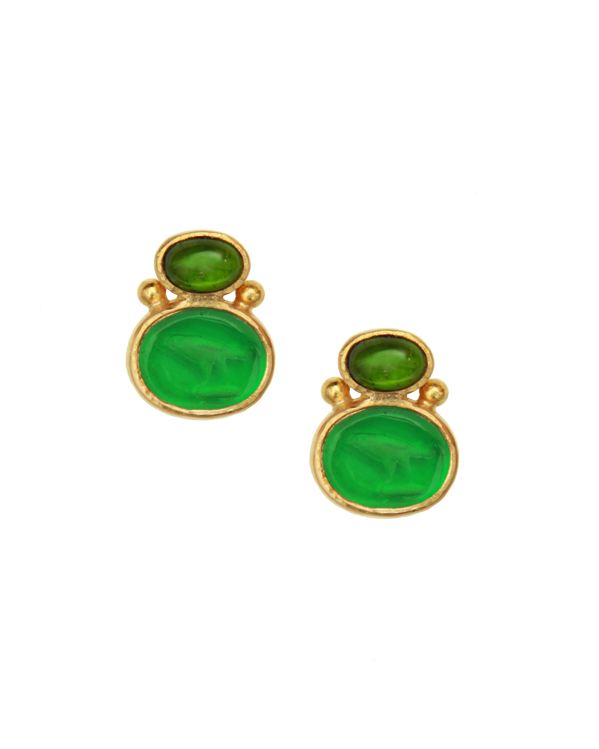 Green 'Tiny Bird' Stud Earrings