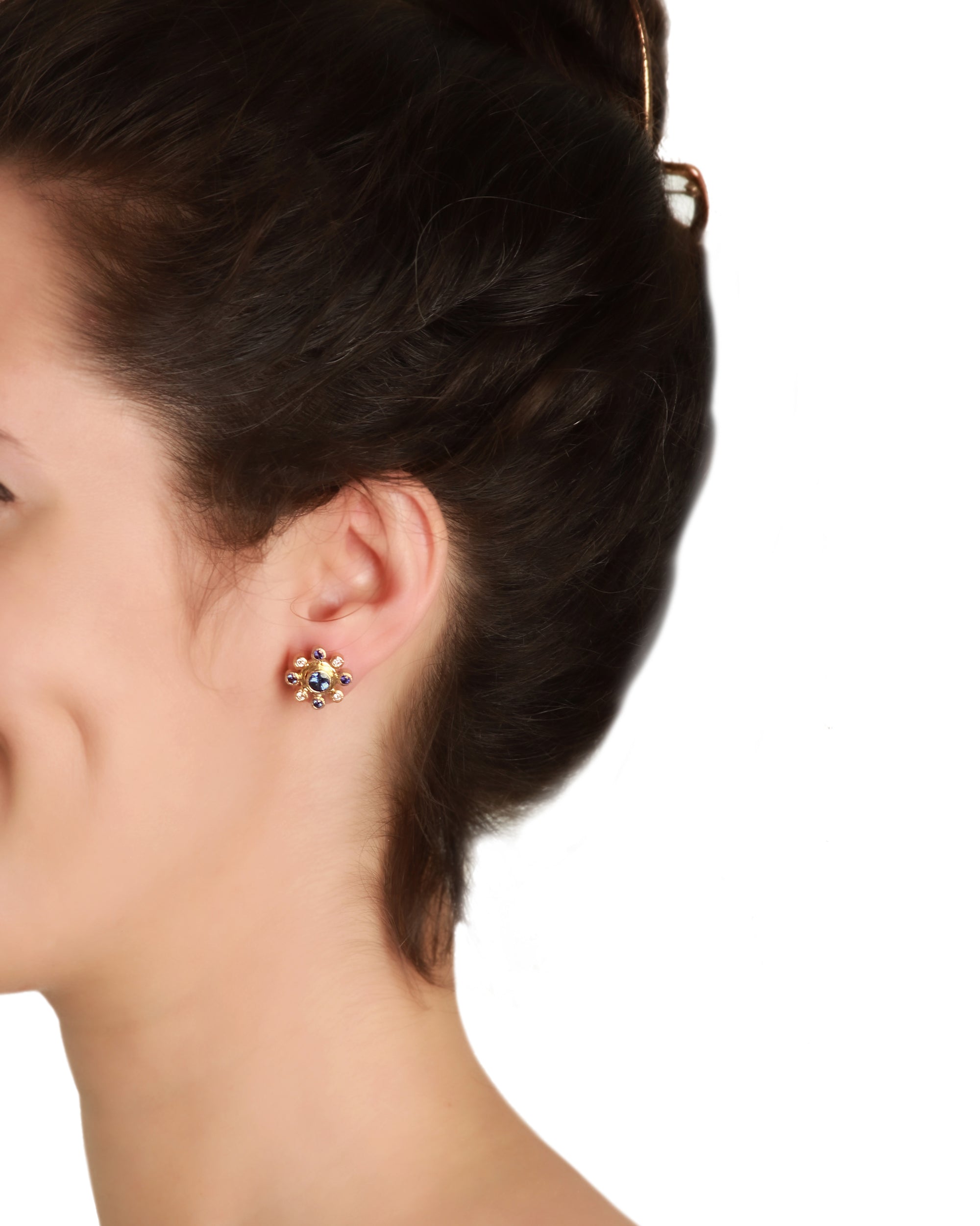 Blue Sapphire and Diamond Earrings