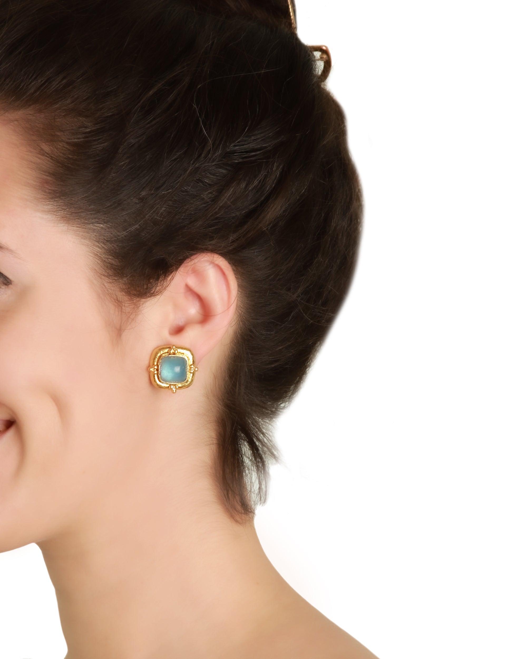 Cabochon Aquamarine Earrings