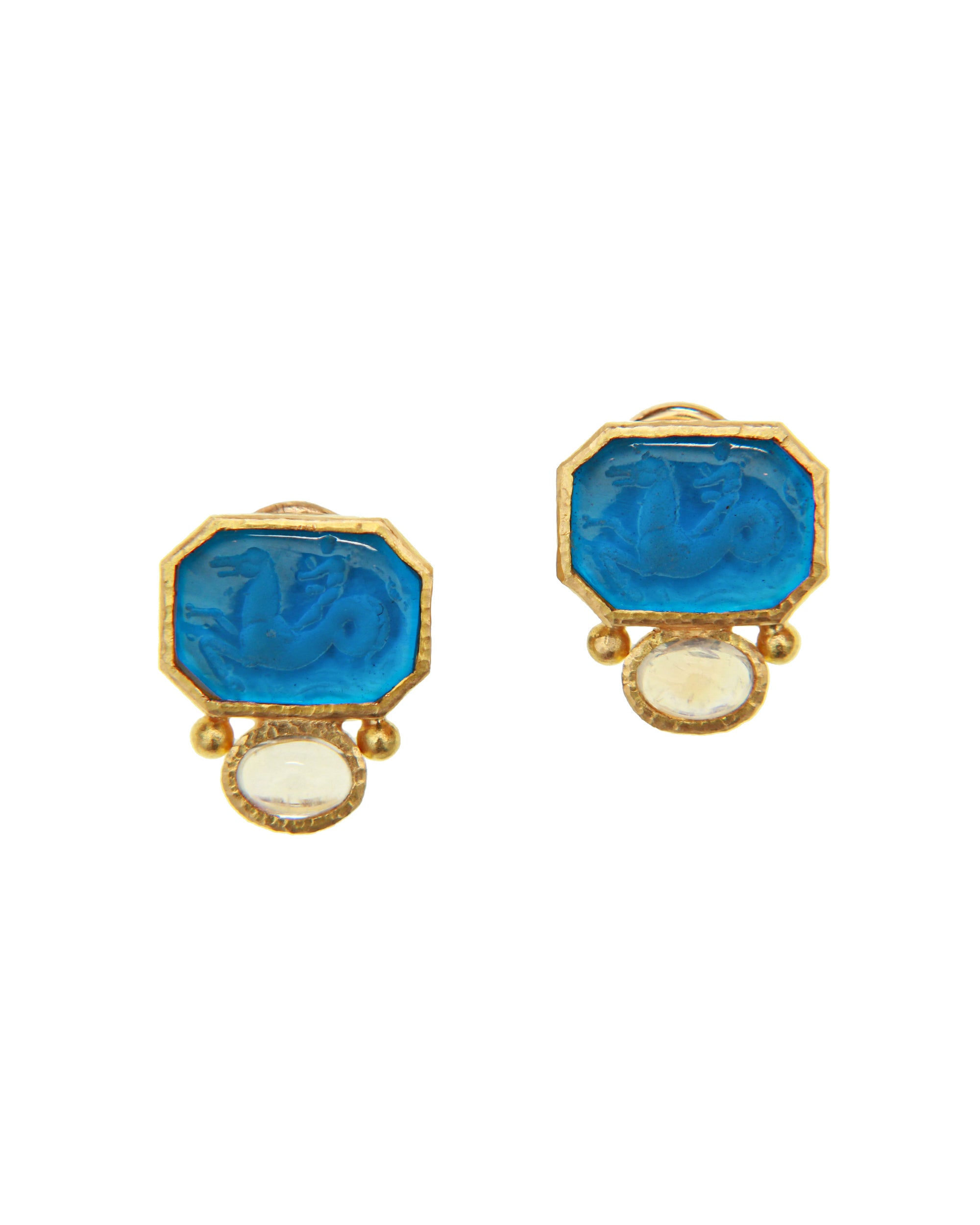Peacock 'Cherub with Seahorse' Earrings