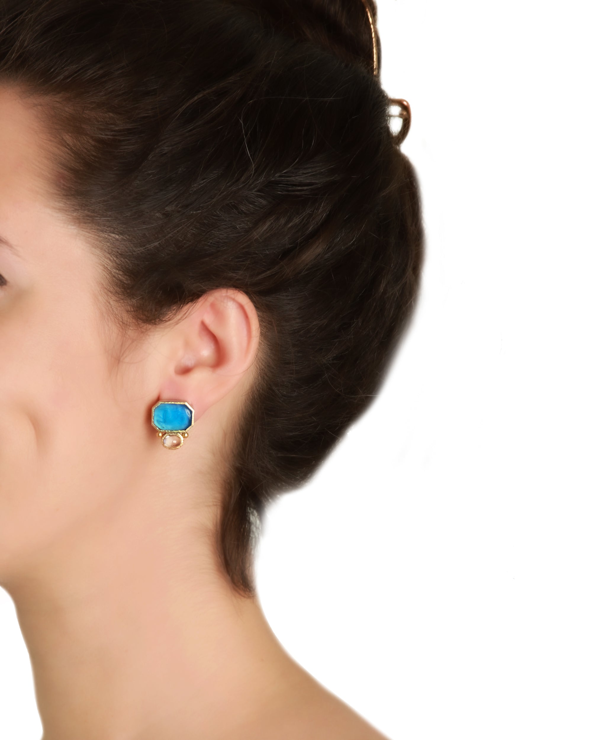 Black 'Cherub with Seahorse' Earrings