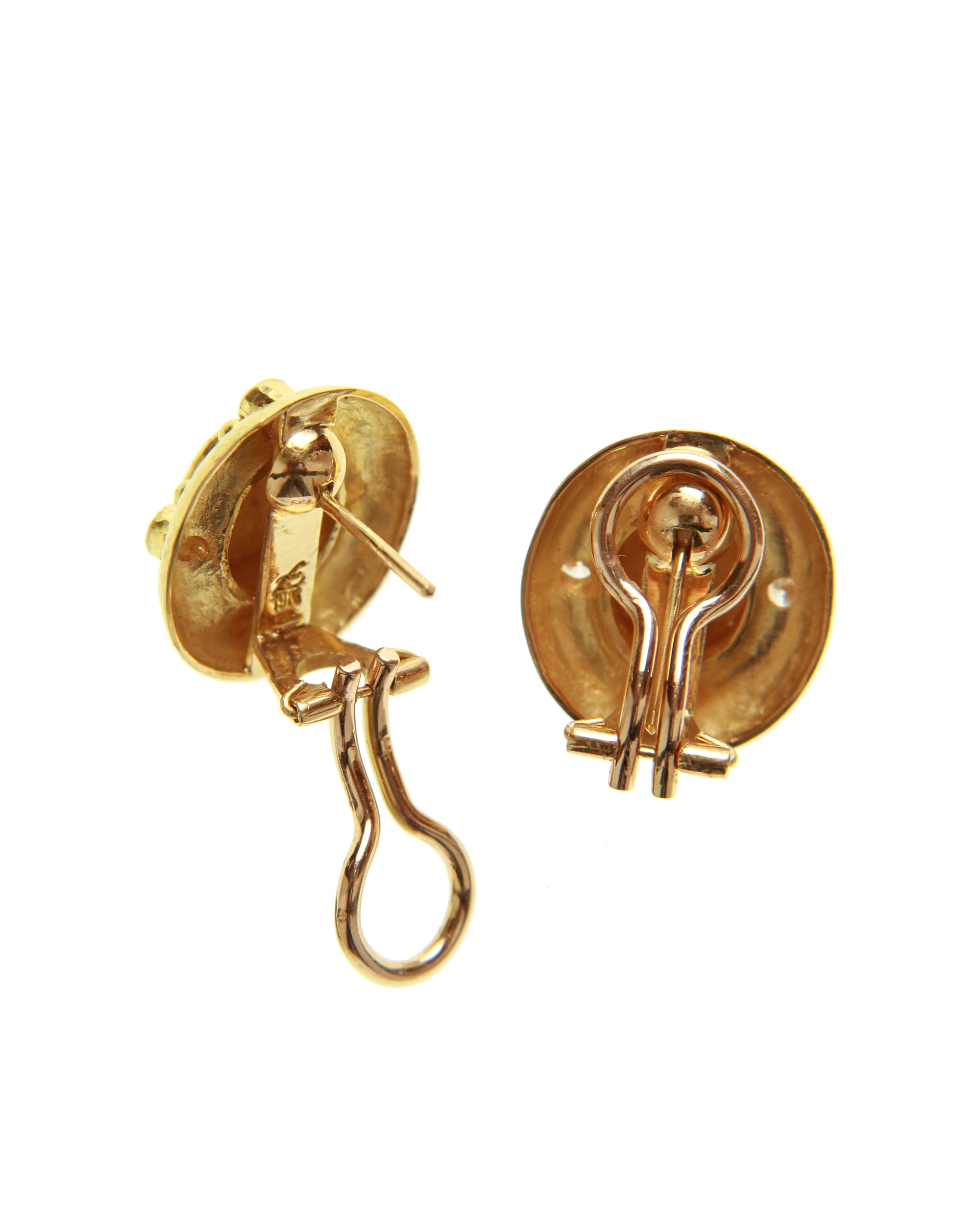 Gold Dome with Diamonds Earrings
