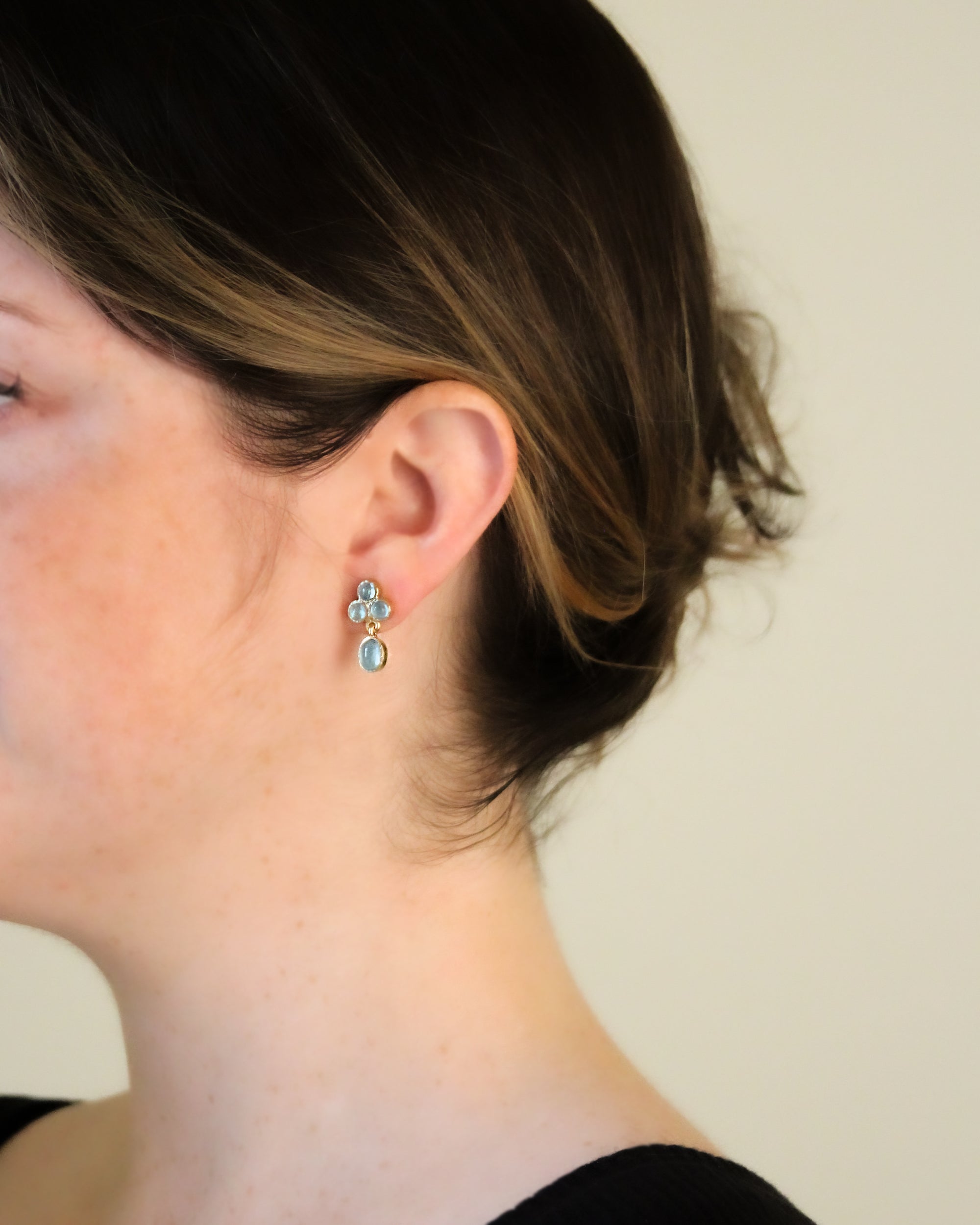 Aquamarine Drop Stud Earrings