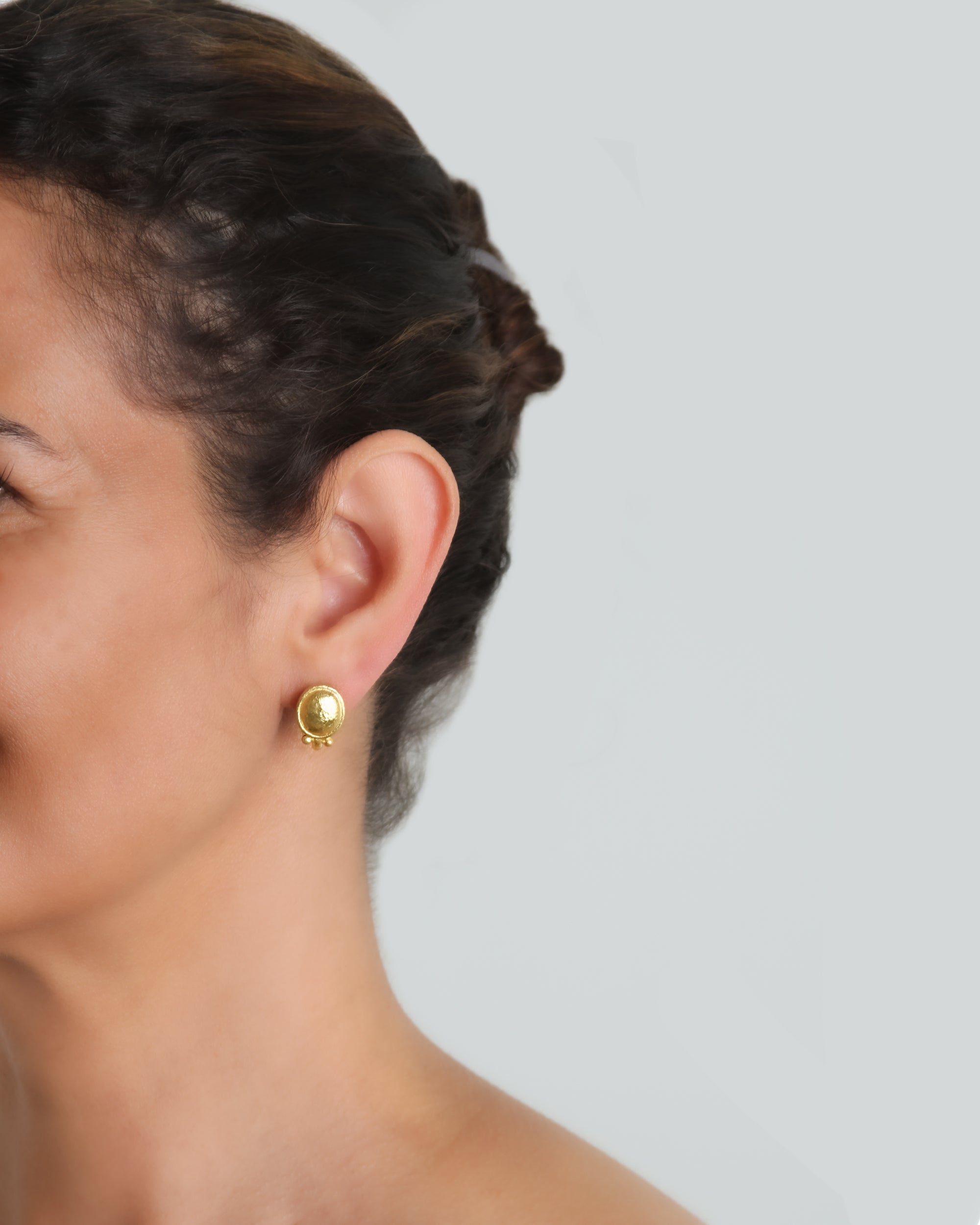 Gold Dome Earrings with Charm Holder