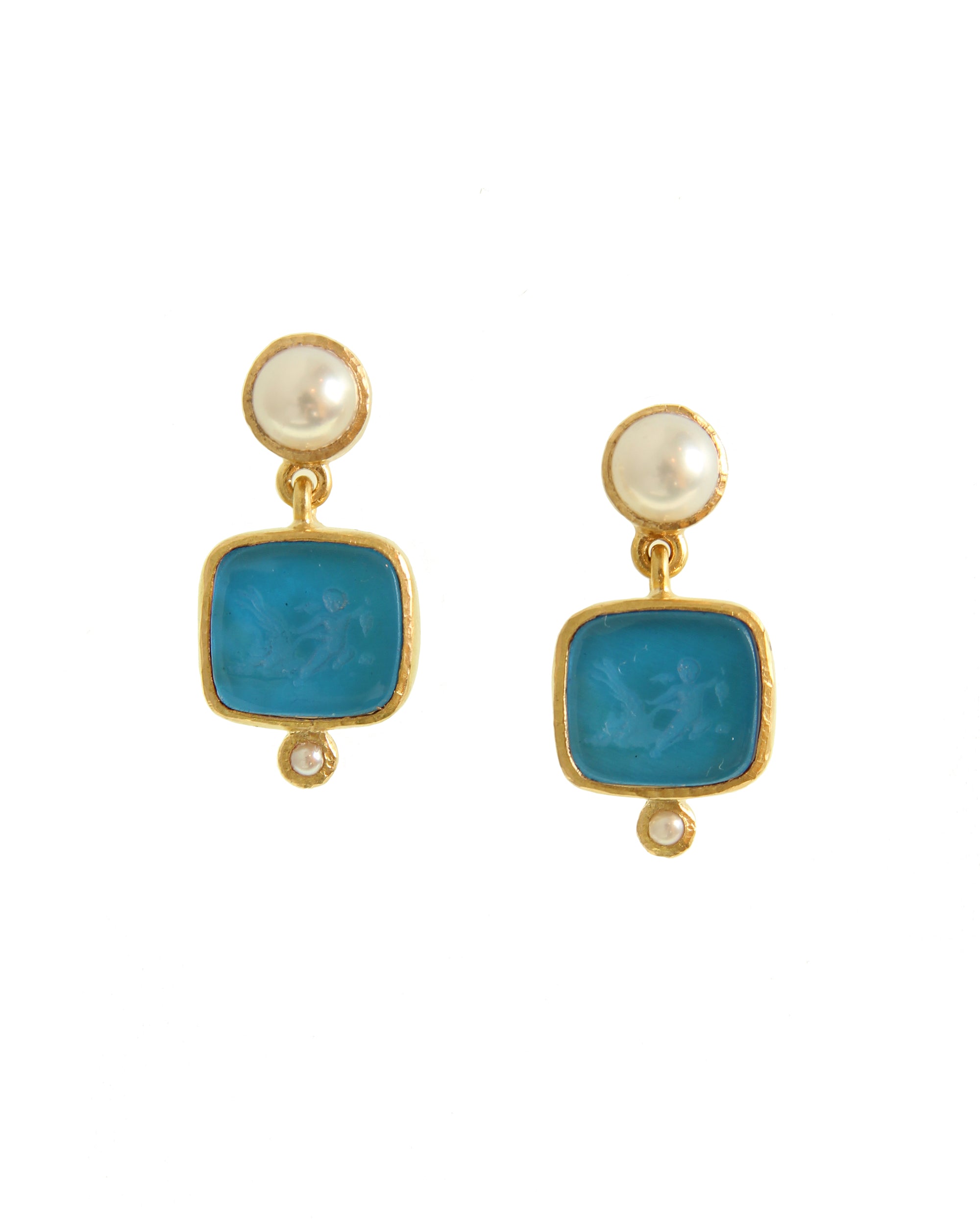Peacock 'Putto with Goose' Drop Earrings