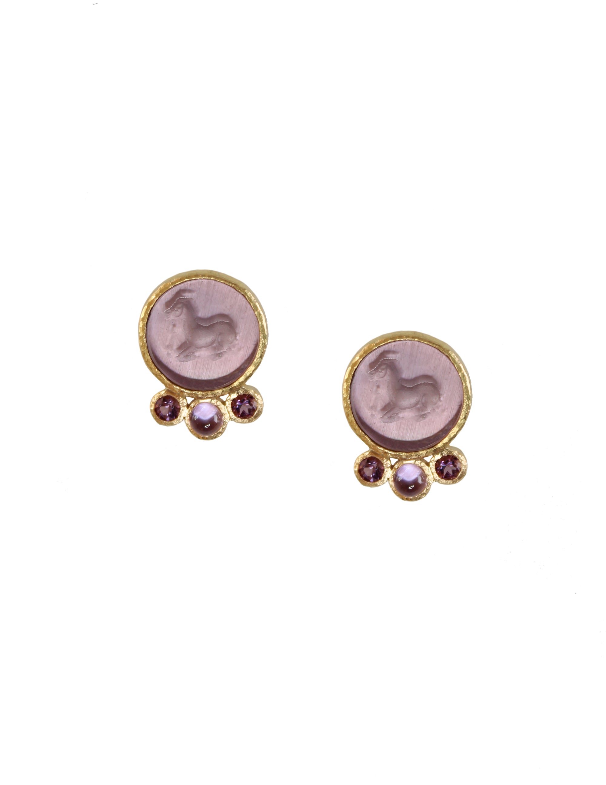 Venetian glass intaglio Stud Earrings