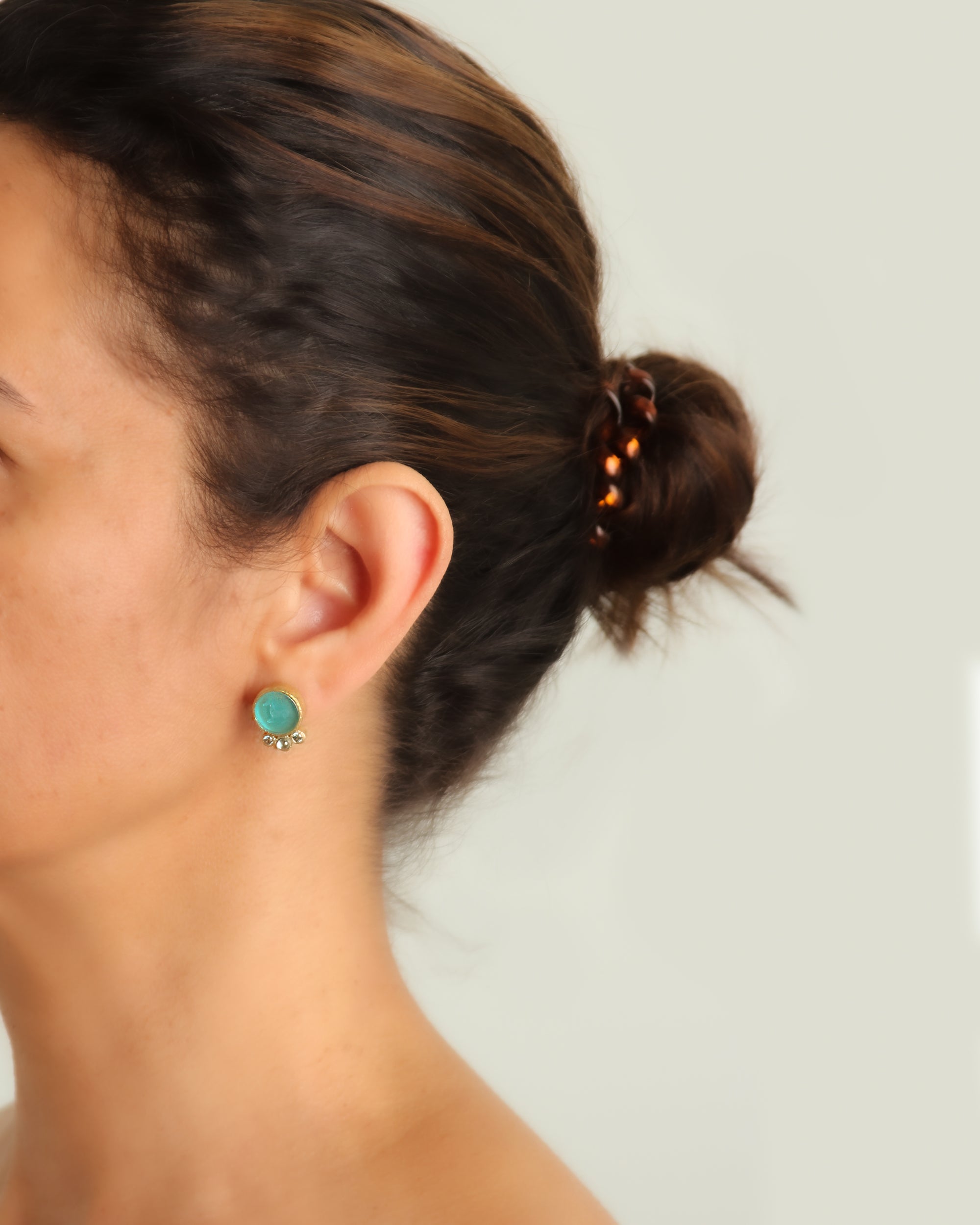Venetian glass intaglio Stud Earrings
