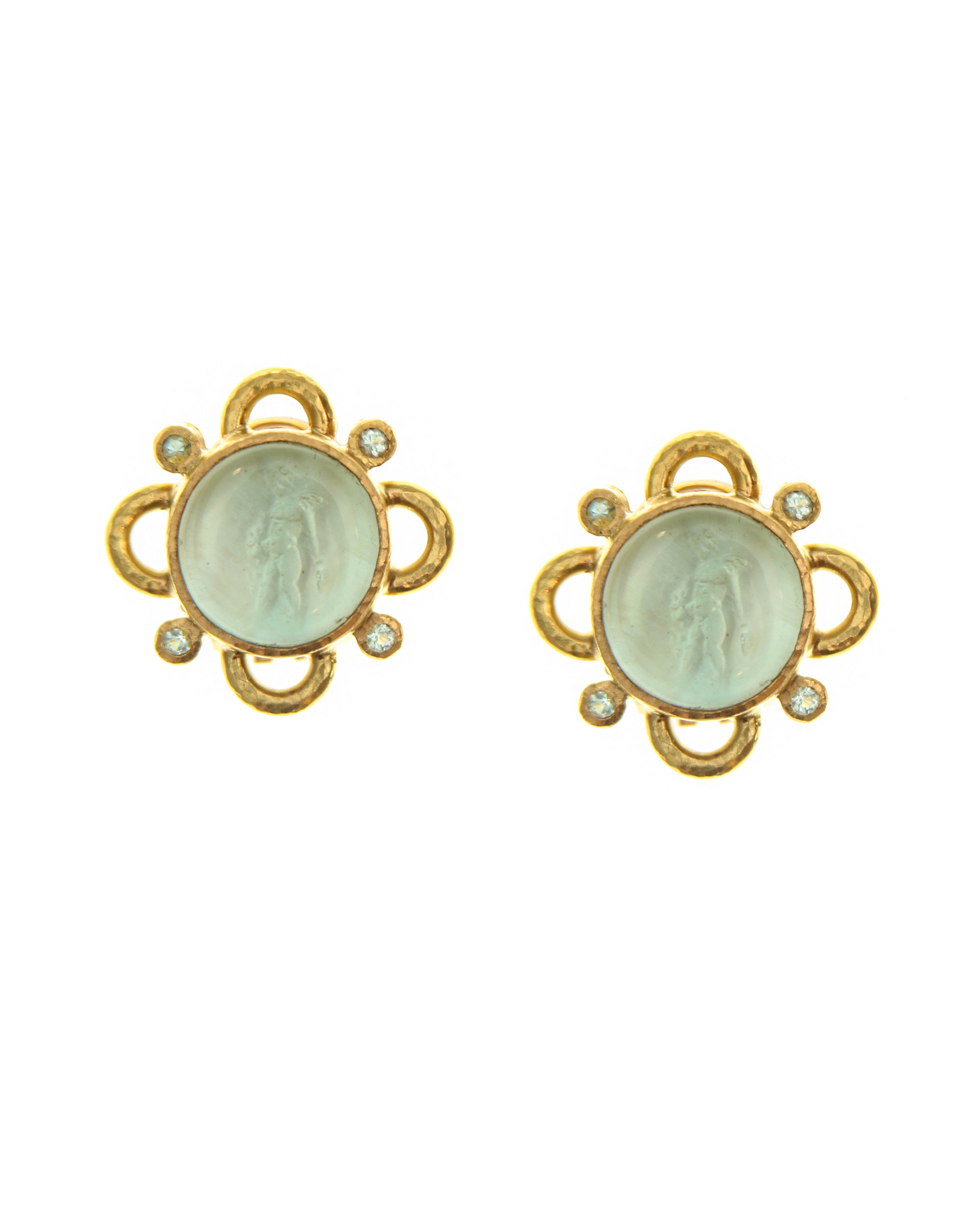 Light Aqua 'Putto with Arrow' Earrings