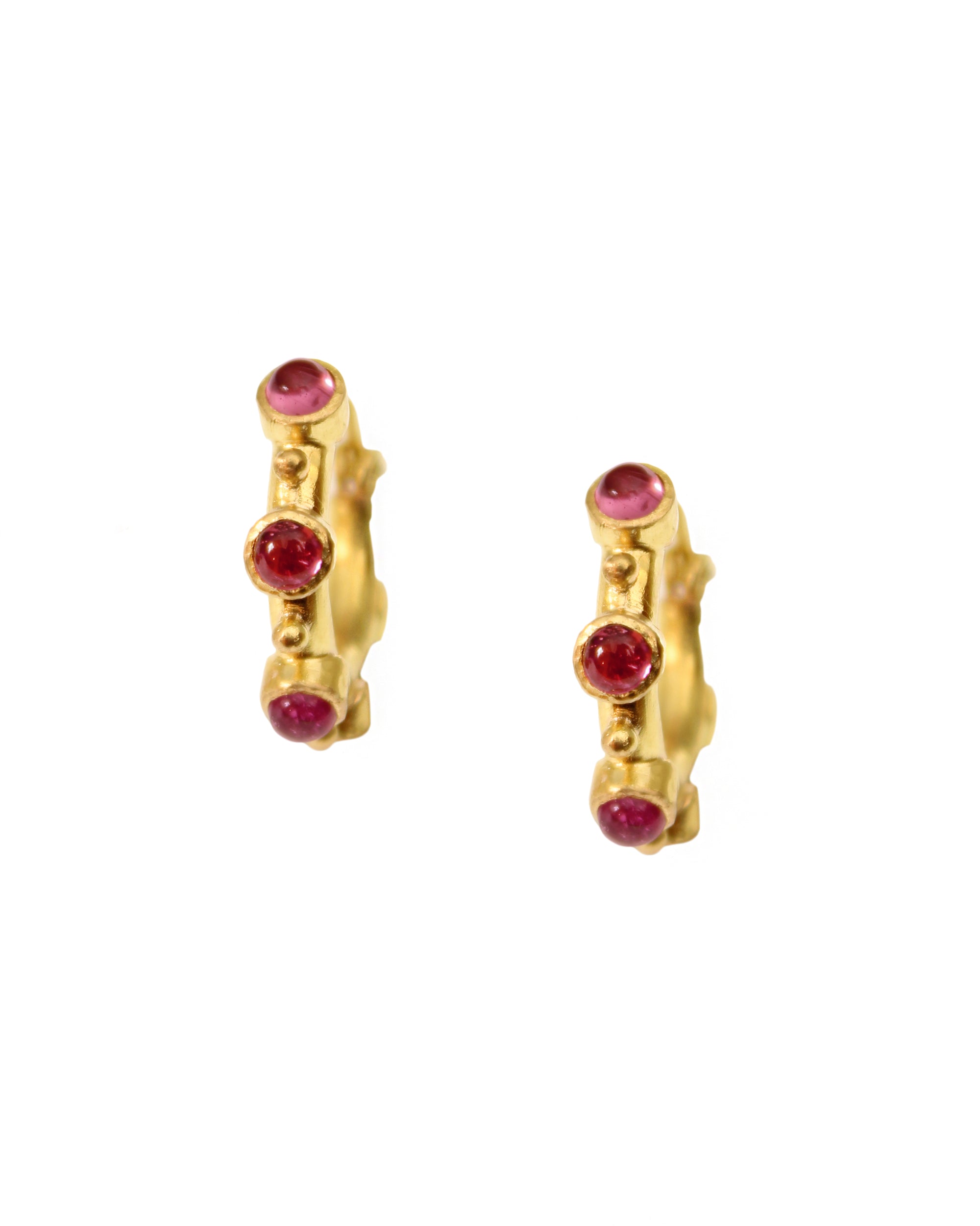 Pink Tourmaline Hoops