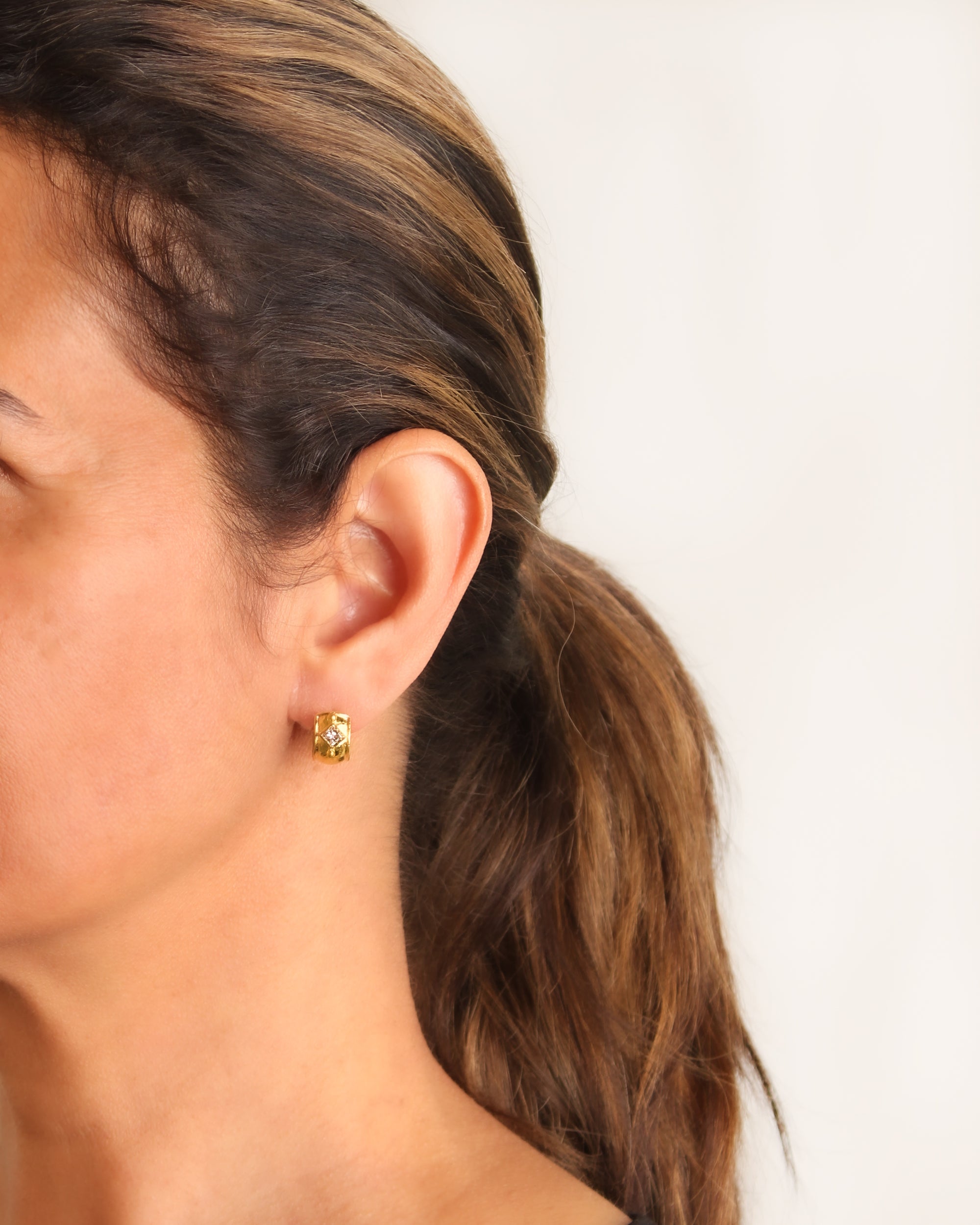 Diamond Baby Curved Wide Hoops