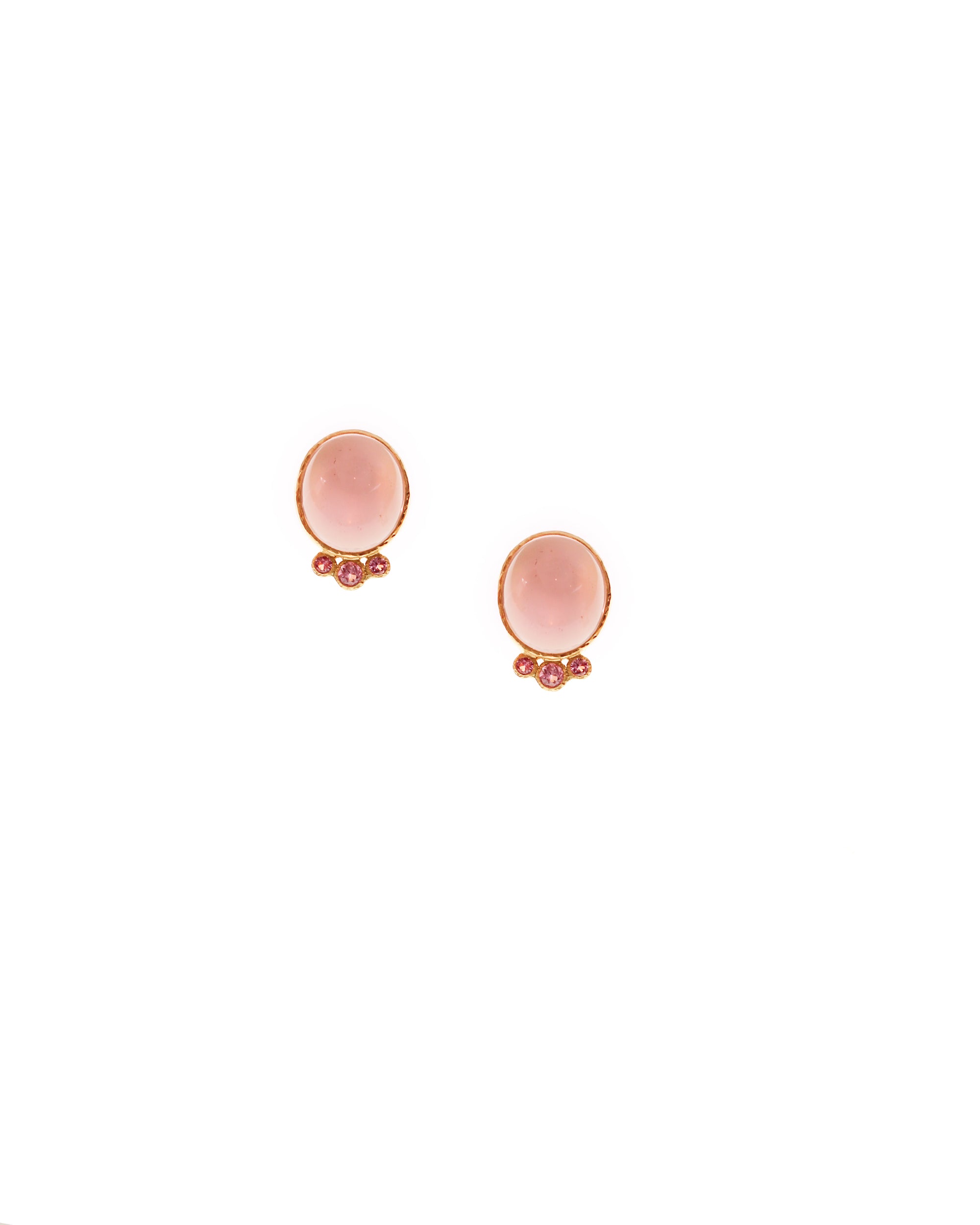 Rose Quartz with Pink Sapphire Earrings