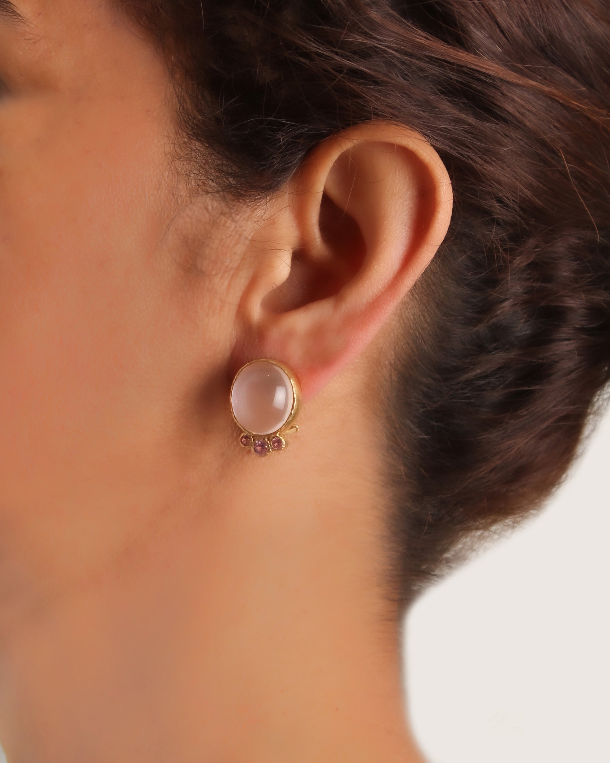 Rose Quartz with Pink Sapphire Earrings