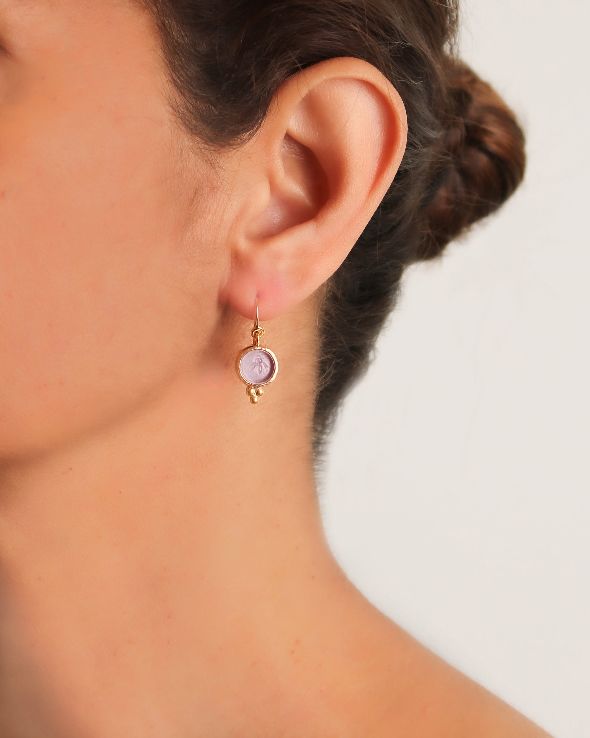 Mulberry Venetian Glass 'Tiny Bee' Earrings