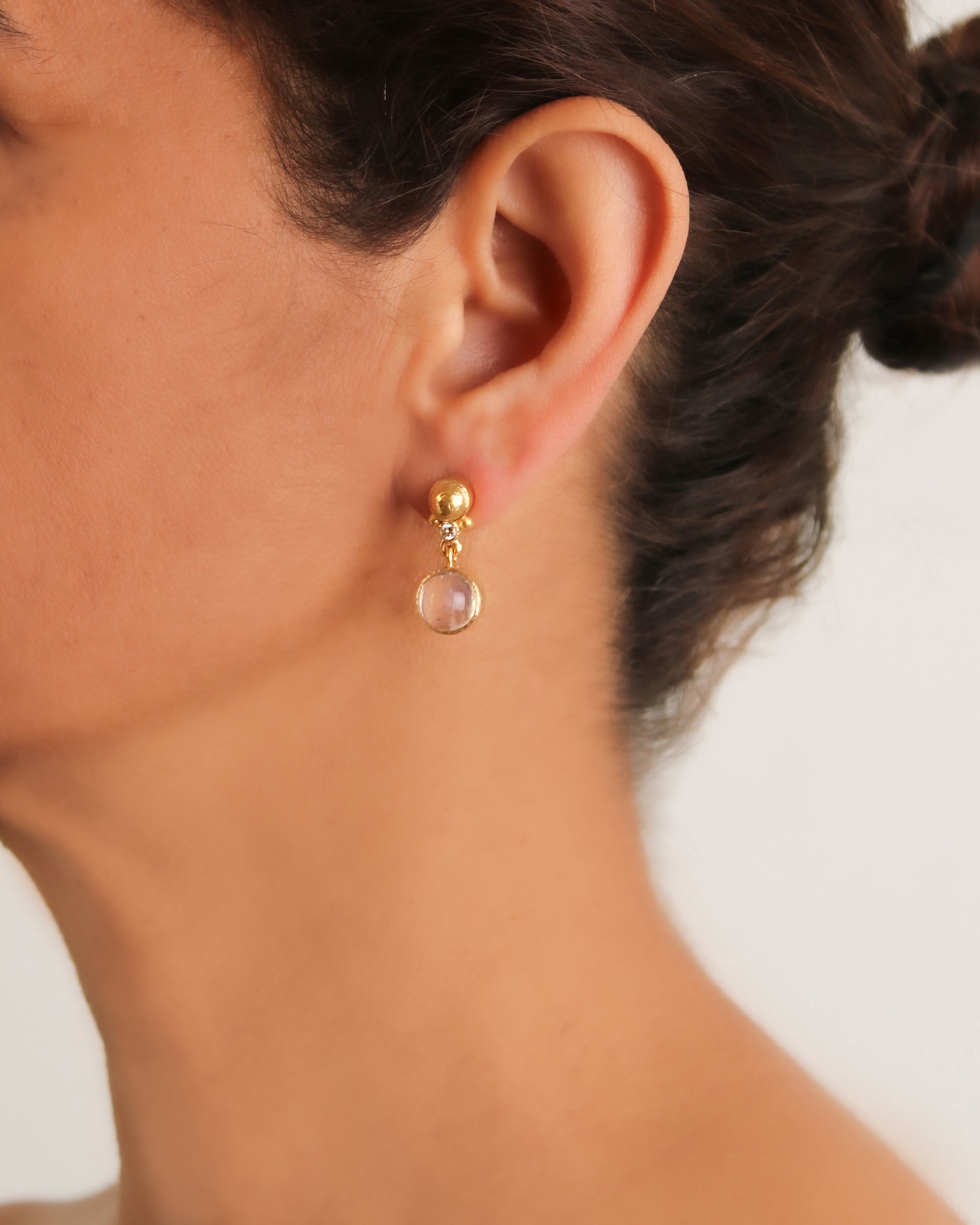 Diamond and Moonstone Stud Earrings