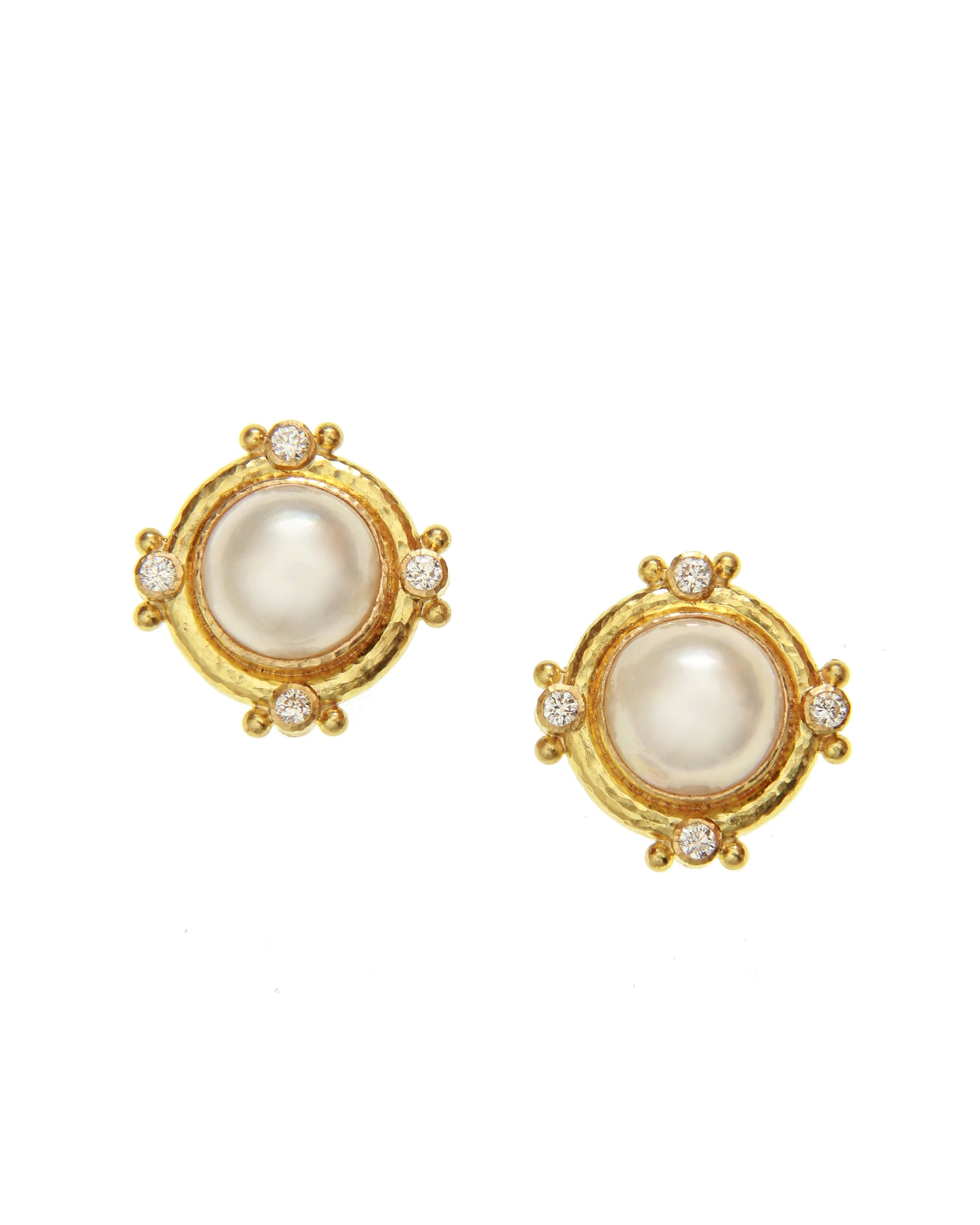 Mabe Pearl and Diamond Earrings