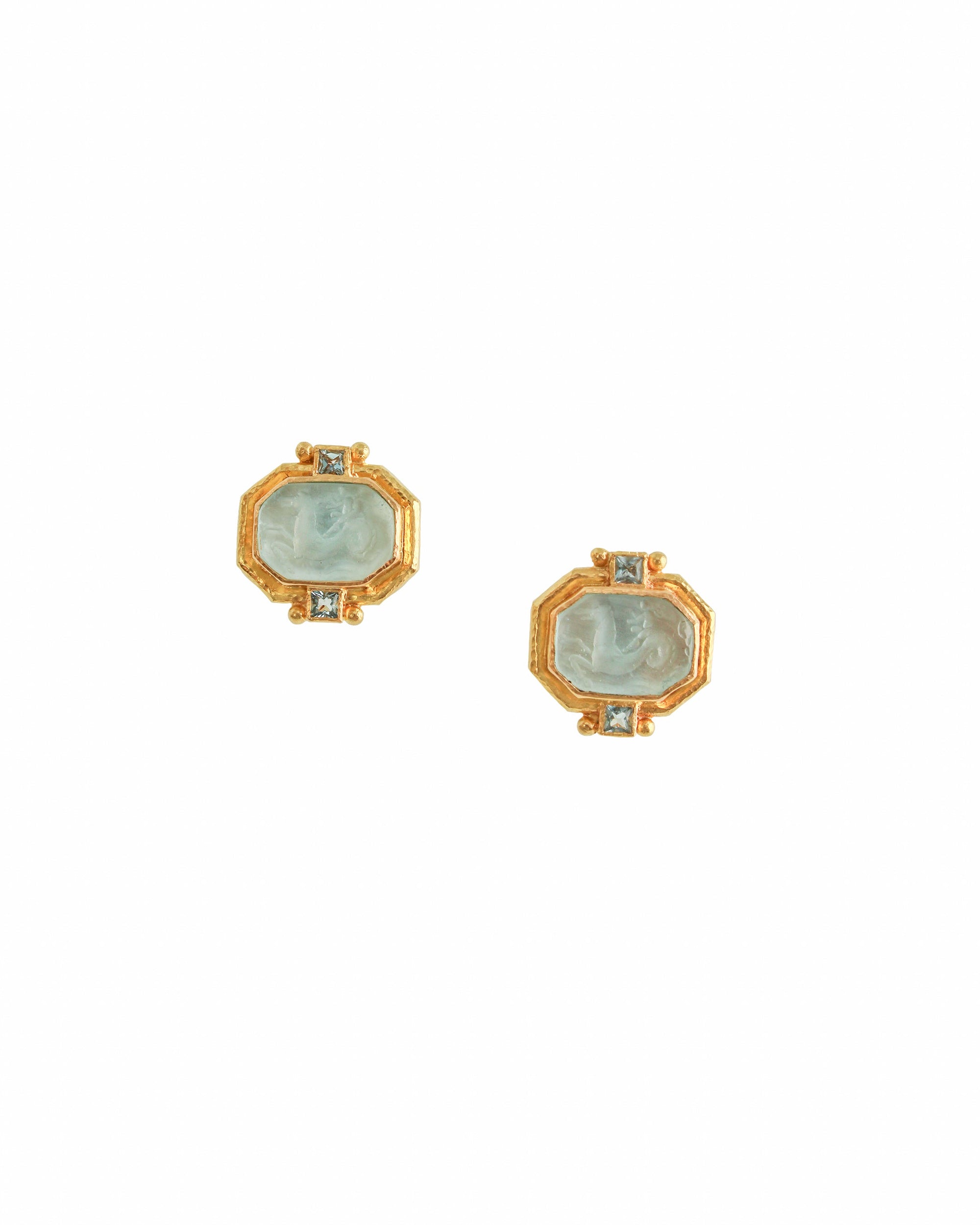 Light Aqua 'Cherub with Seahorse' Earrings