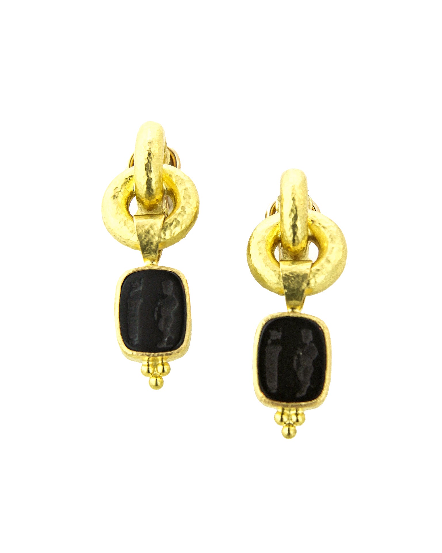 Black 'God and Pillar' Cheerio Drop Earrings