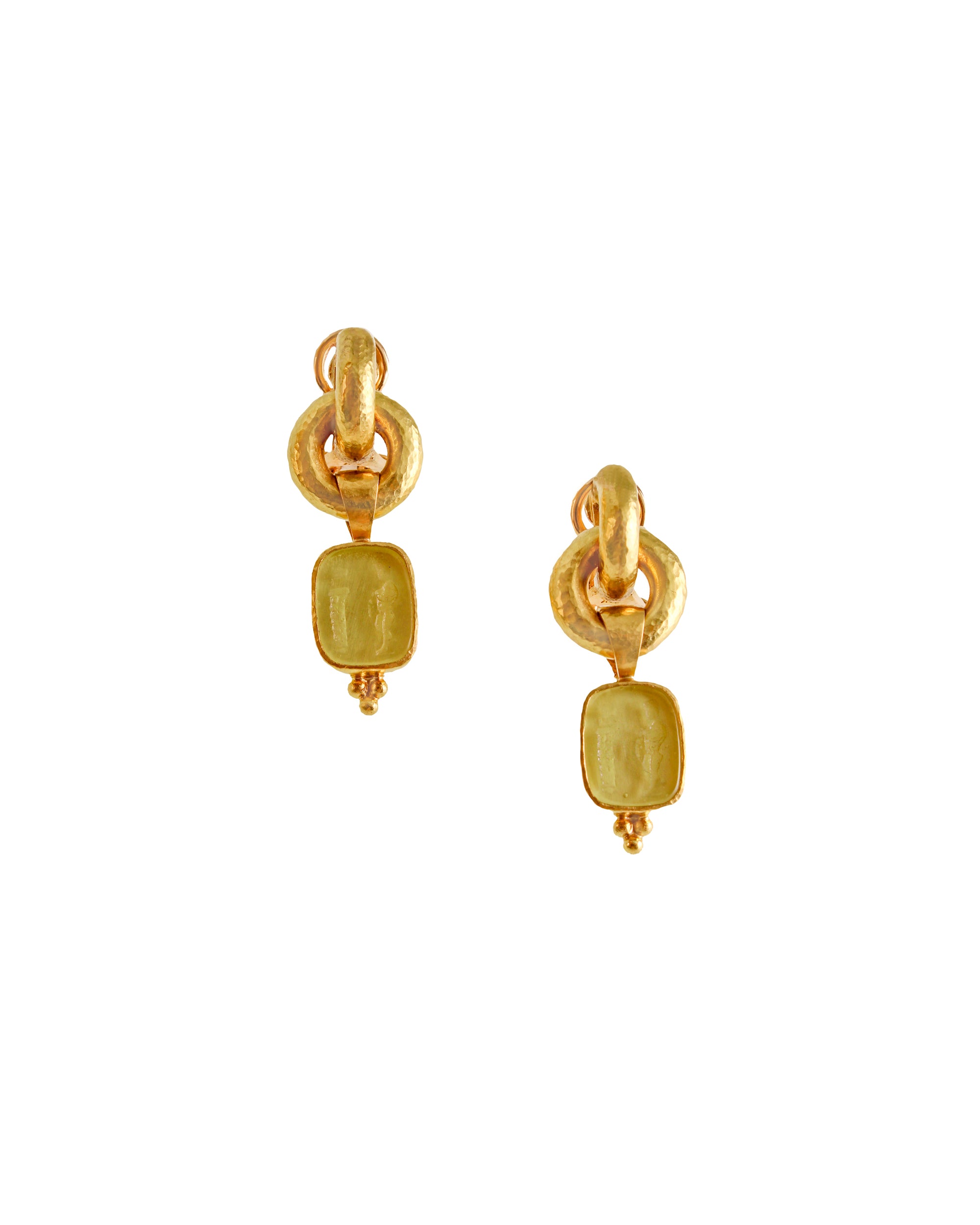 Lime 'God and Pillar' Cheerio Drop Earrings