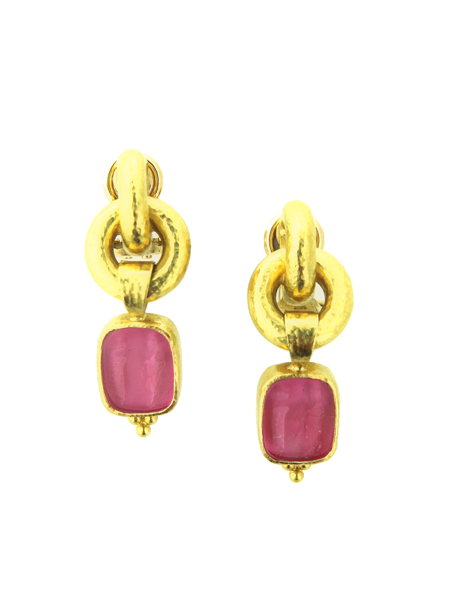 Pink 'God and Pillar' Cheerio Drop Earrings