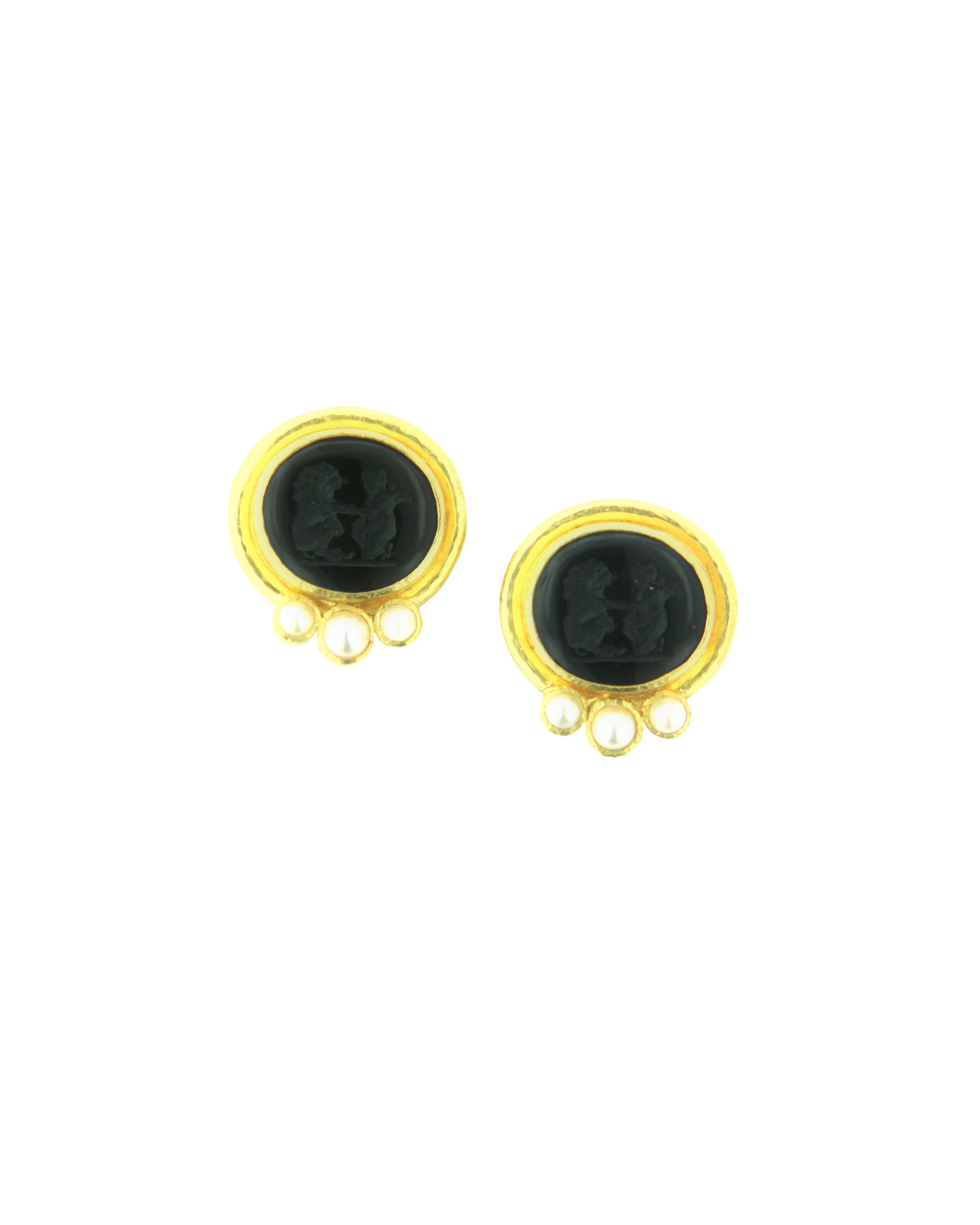 Black 'Lion and Putto' Earrings