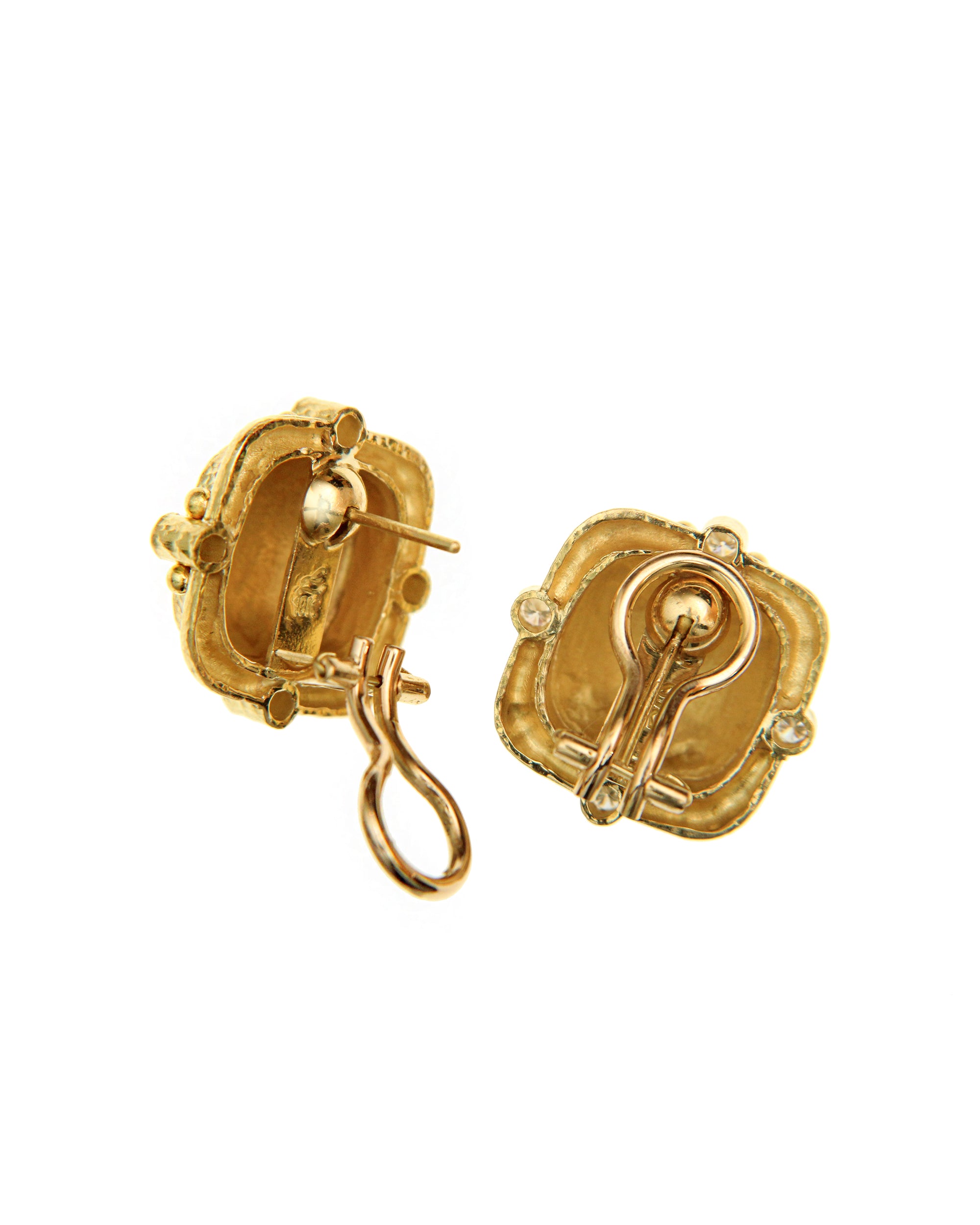Gold and Diamond Cushion Earrings