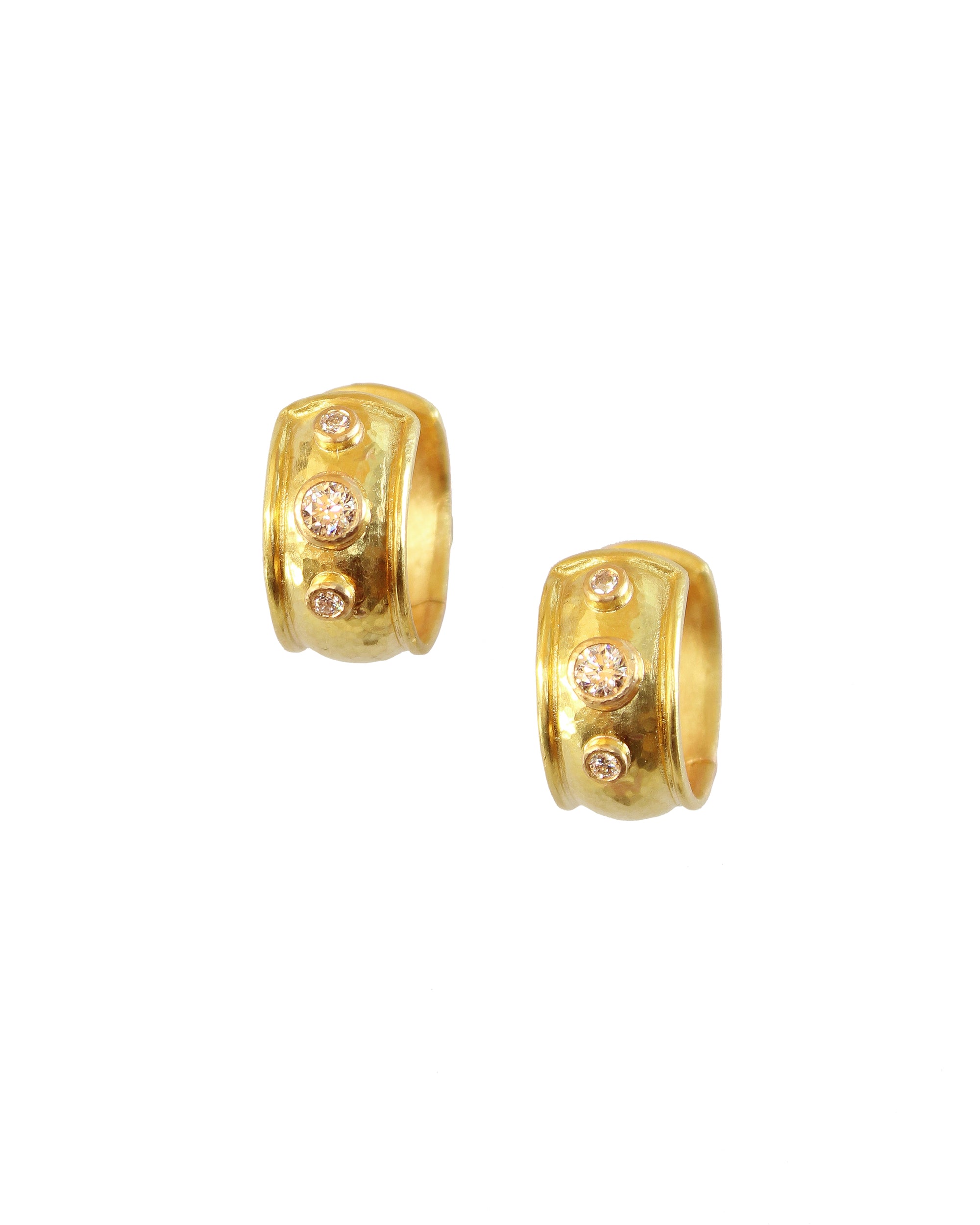 Puffed Hoop Earring with Diamonds