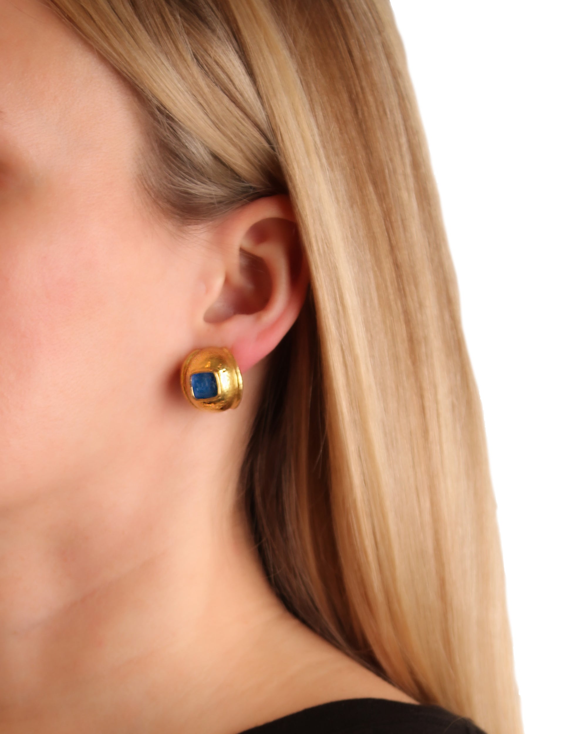 Light Aqua 'Quadrato Antico' Puff Earrings