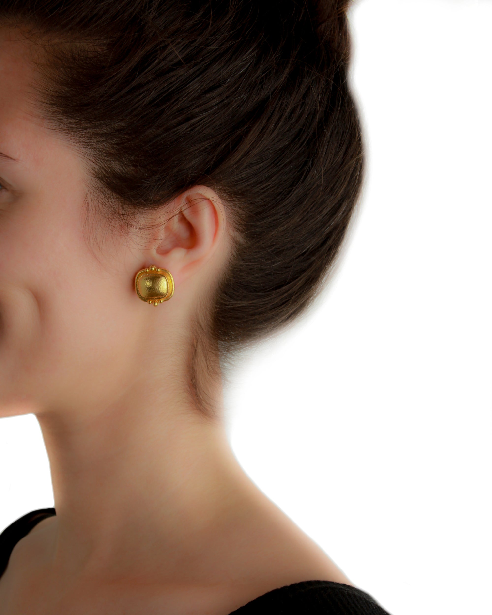 Gold Horizontal Cushion Earrings
