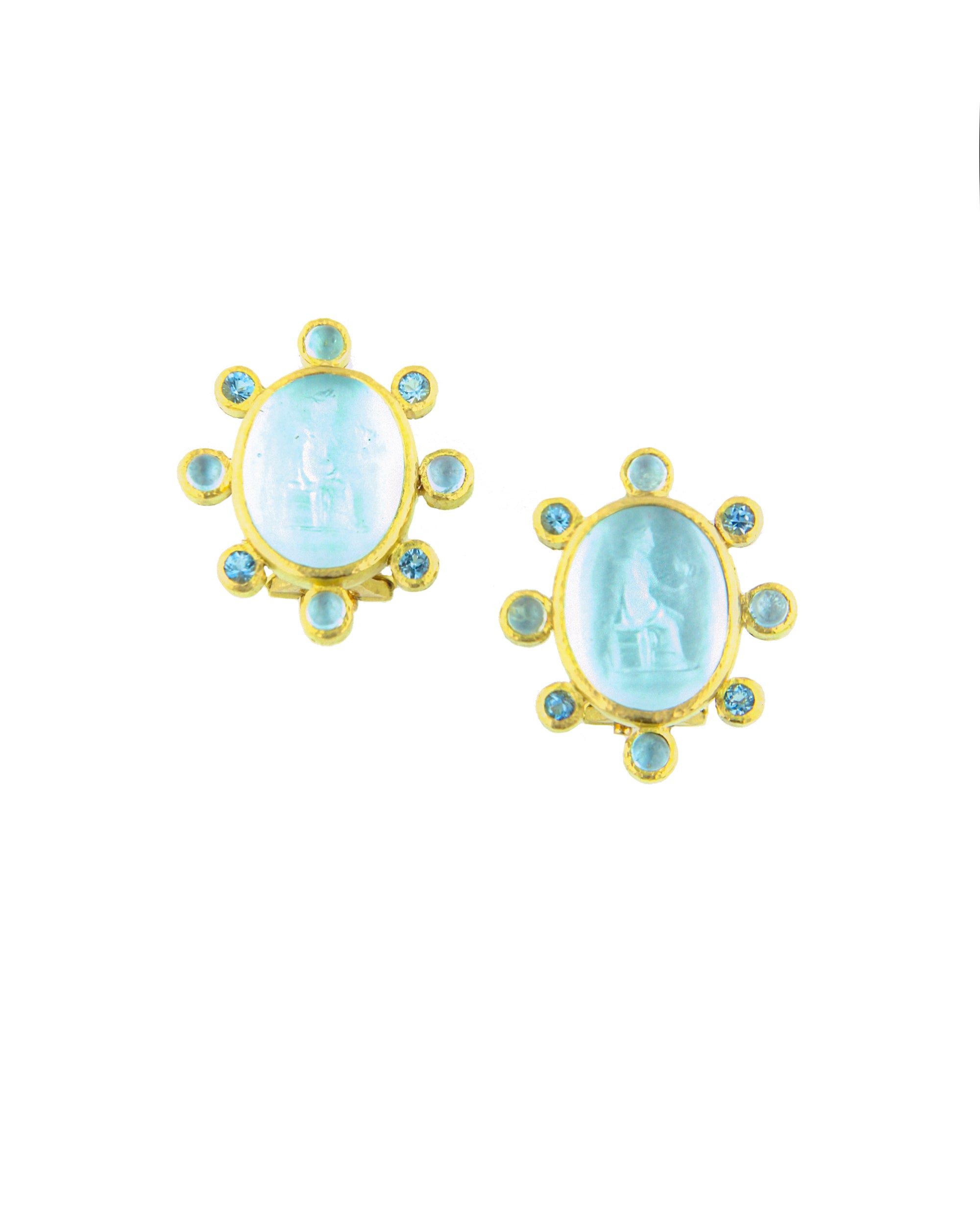 Light Aqua 'Goddess with wheat' Earrings