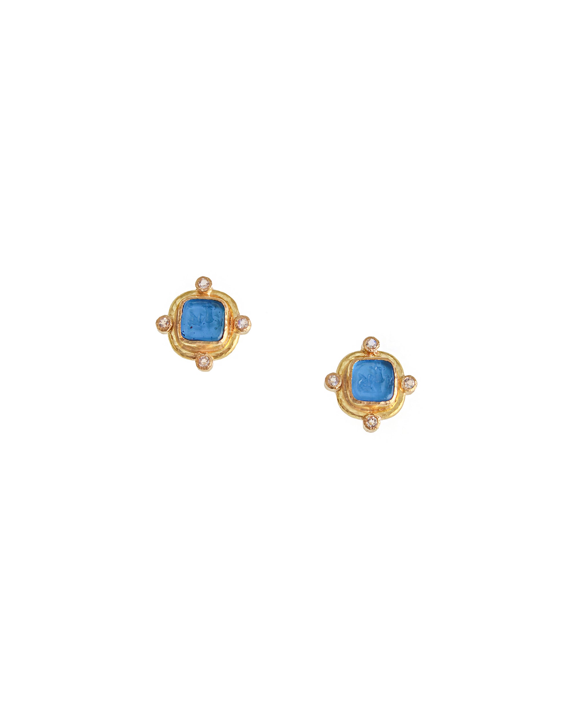 Peacock 'Quadrato Antico' Stud Earrings