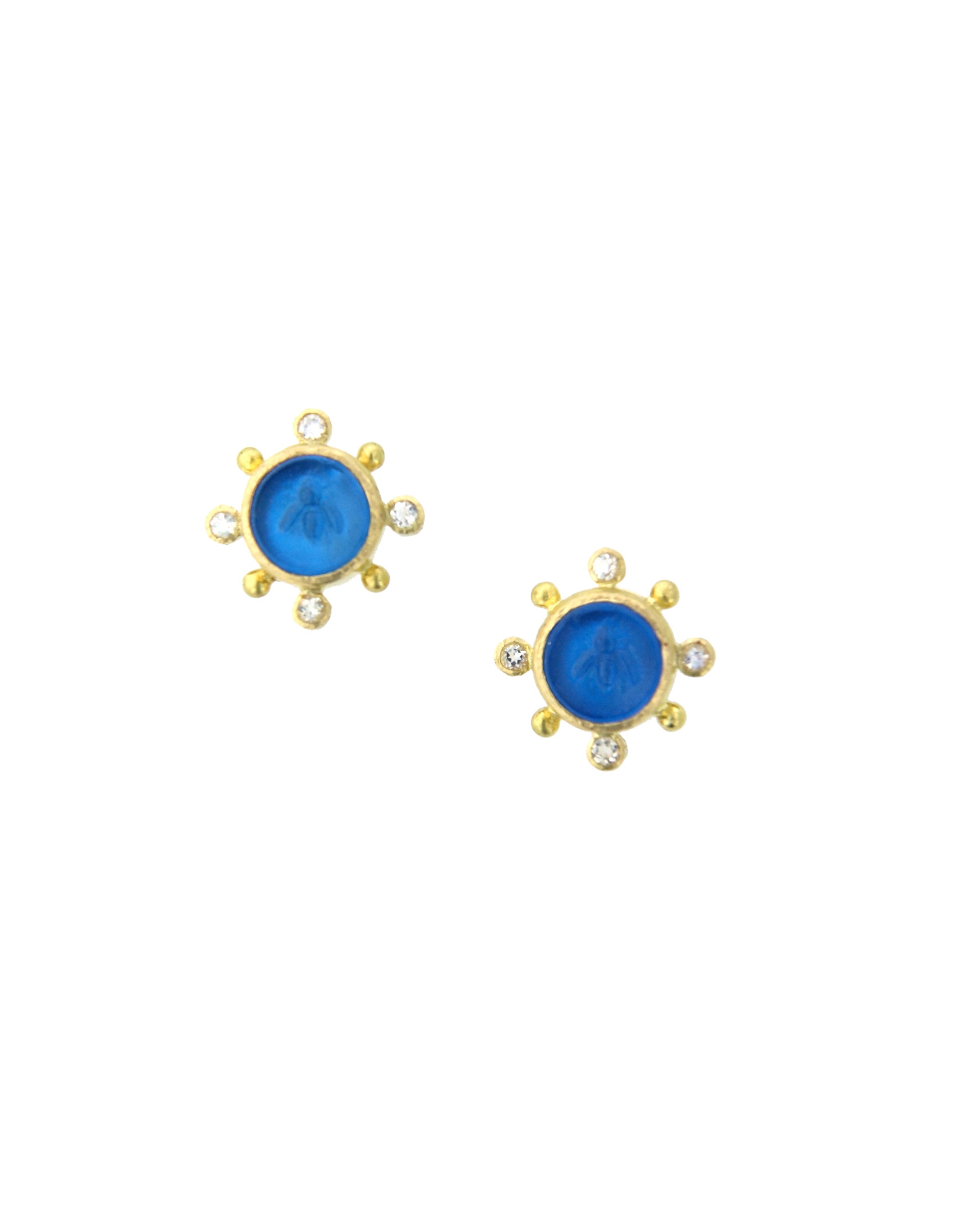 Peacock 'Tiny Bee' Stud Earring