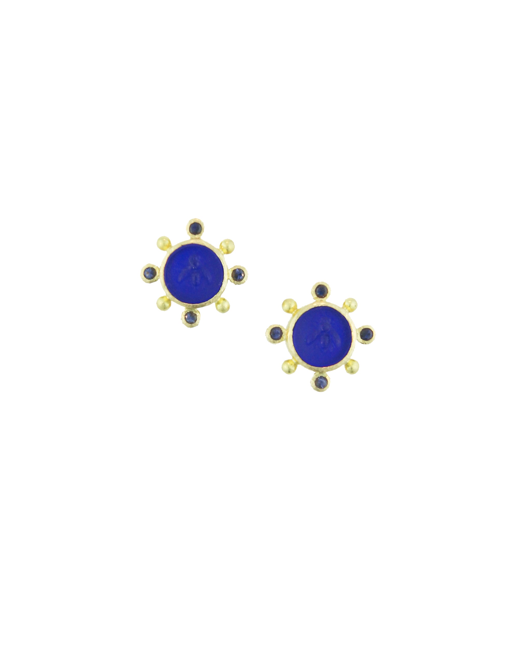 Cobalt 'Tiny Bee' Stud Earrings