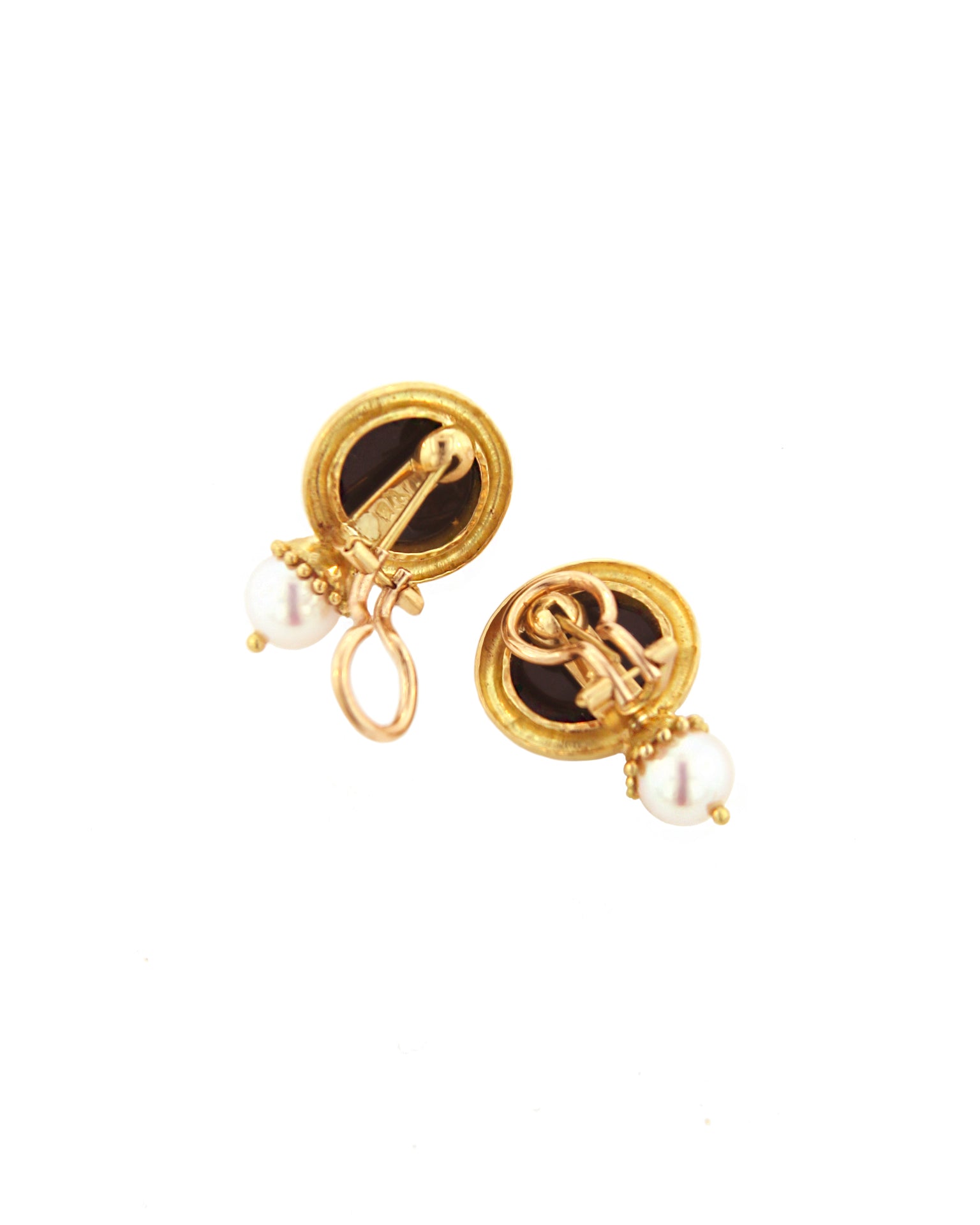 Black 'Eagle and Dolphin' and Akoya Pearl Earrings