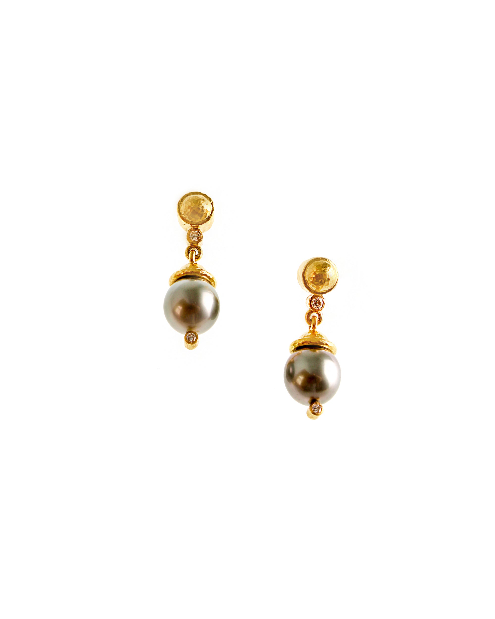 Silver Pearl and Diamond Drop Stud Earrings