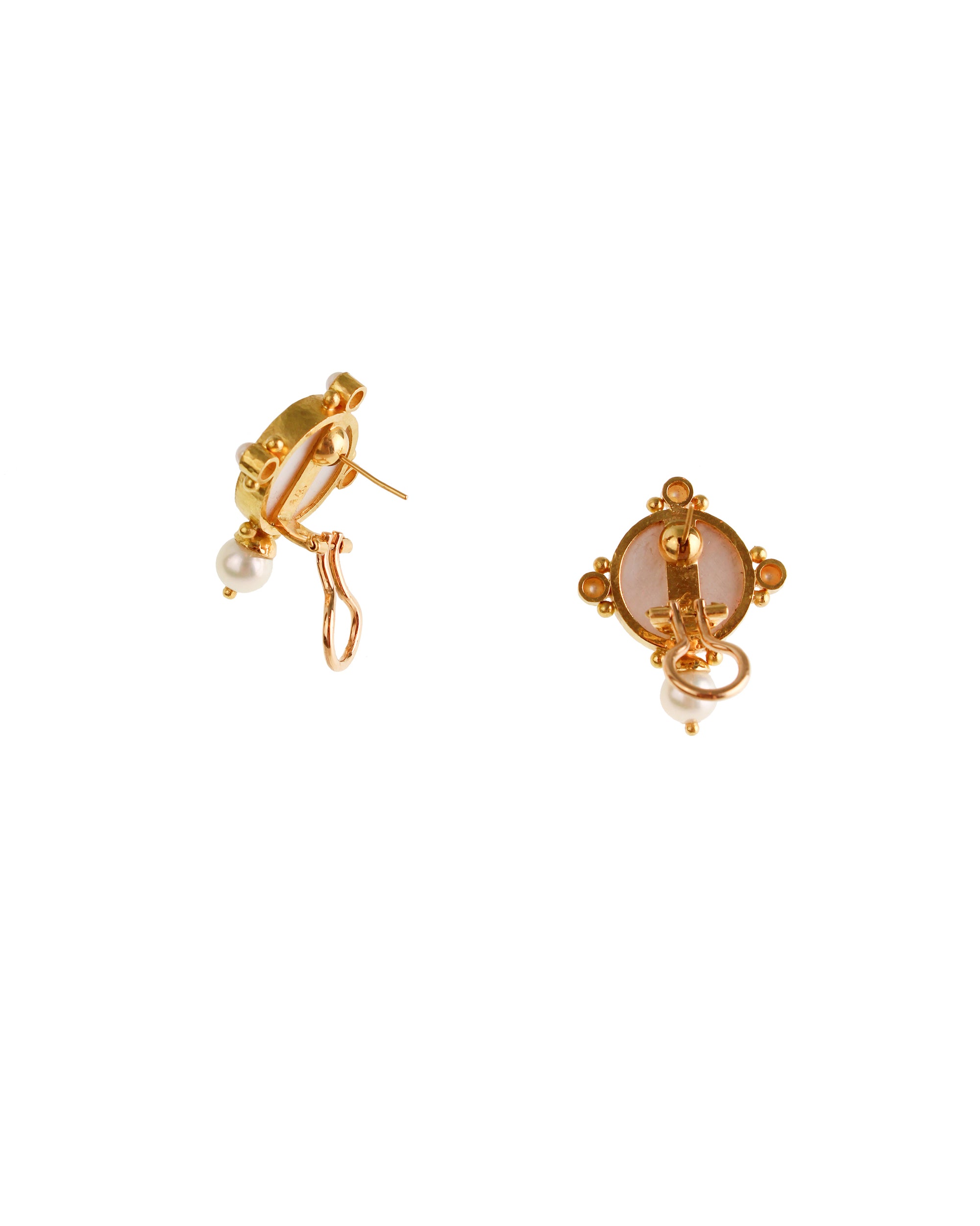 Amber 'Dolphin Twins' and Pearl Earrings