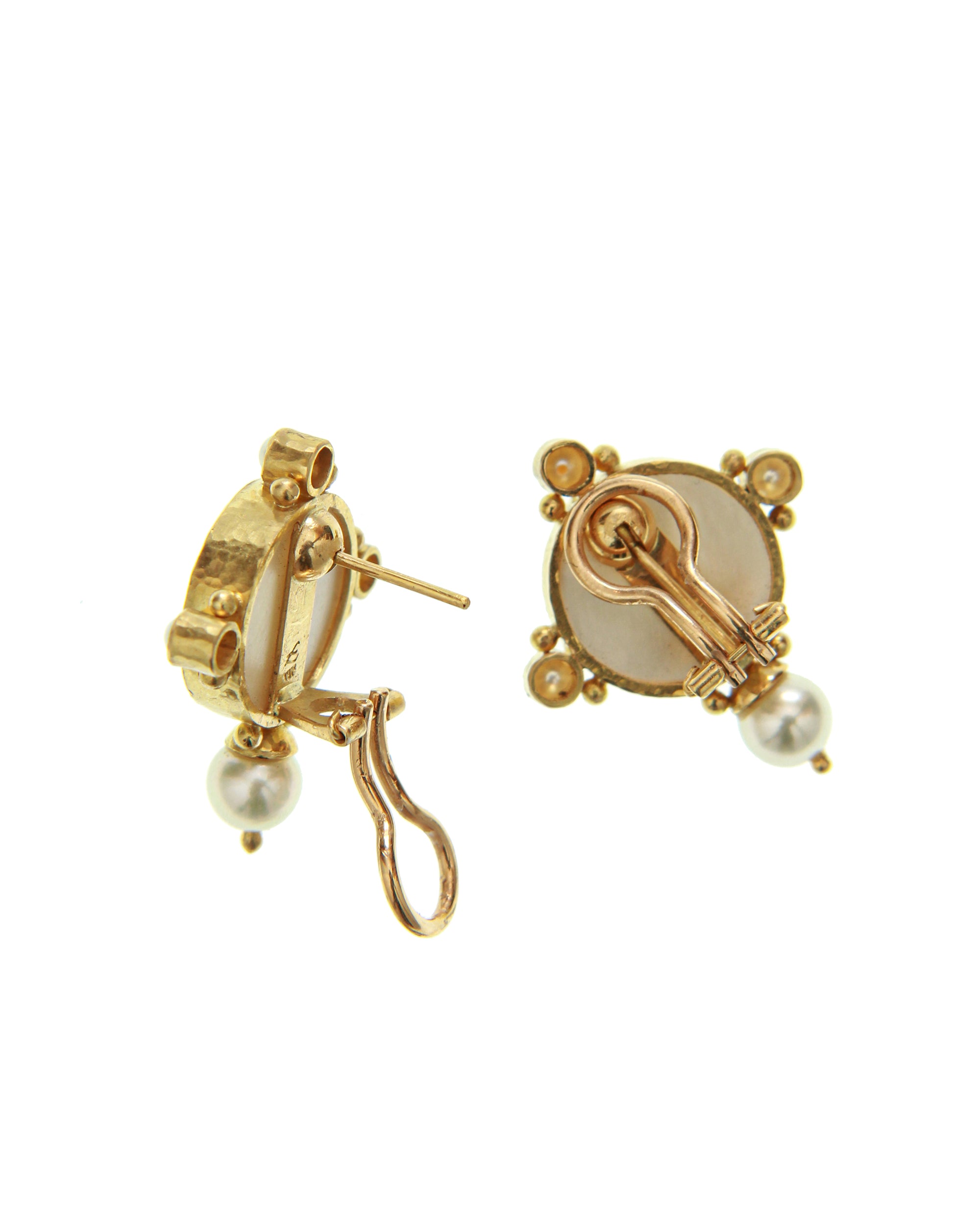 Light Aqua 'Dolphin Twins' and Pearl Earrings