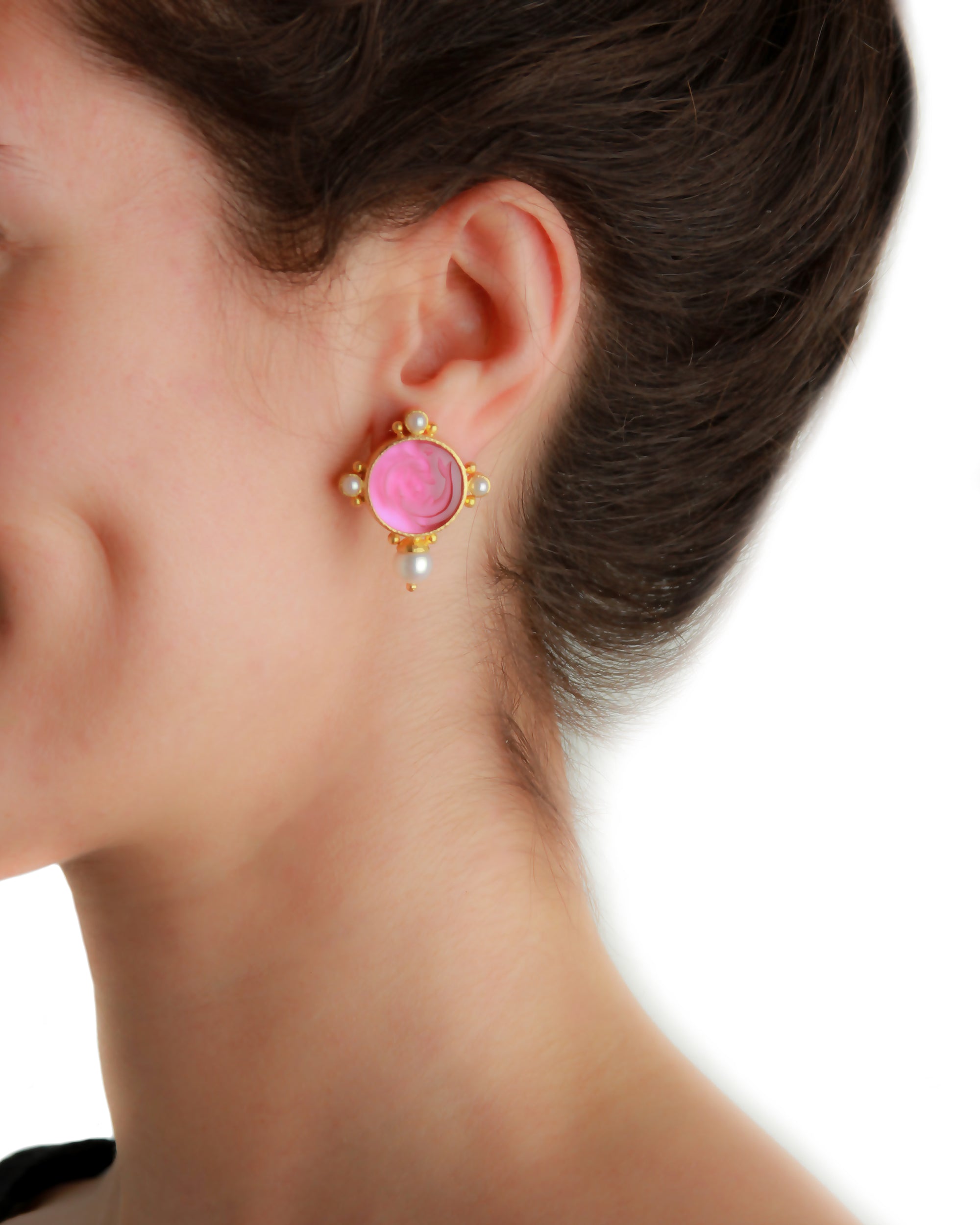 Peacock 'Dolphin Twins' and Pearl Earrings