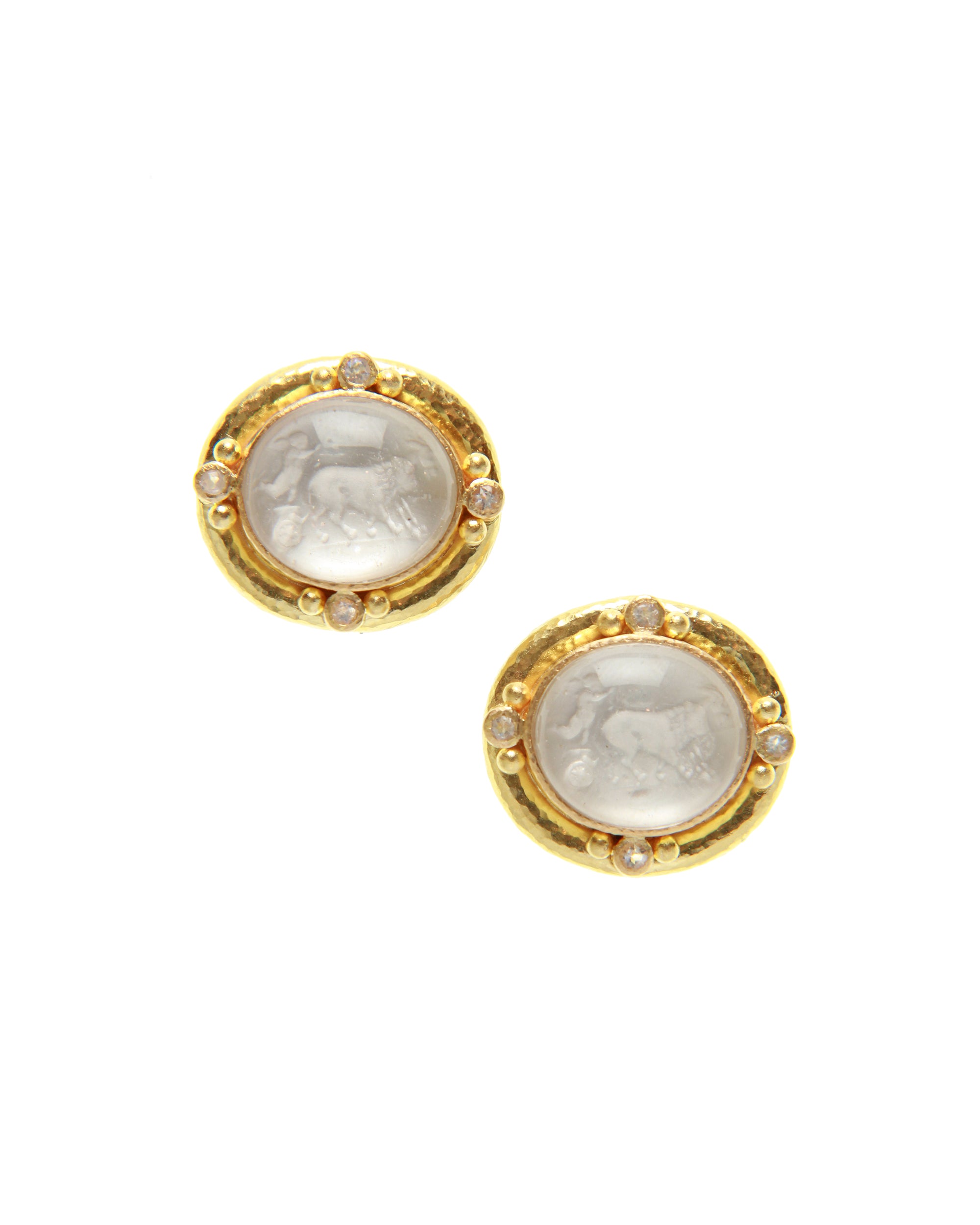 Cabochon 'Goat, Lion and Putto' Earrings