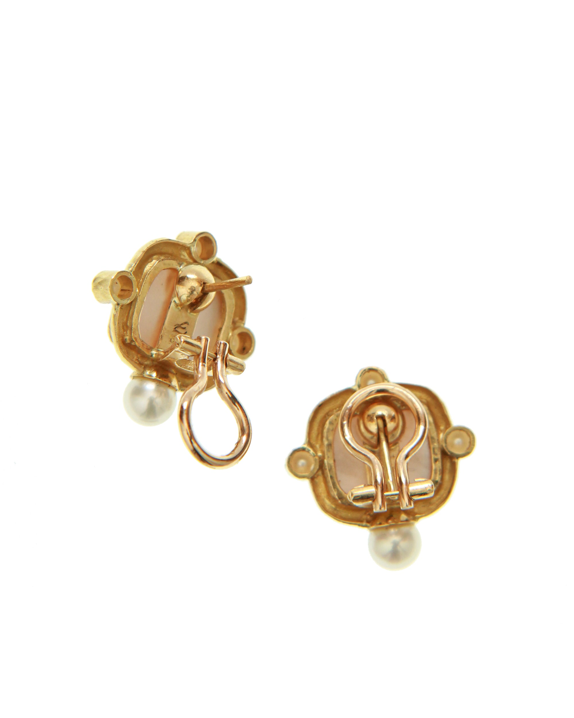 Peacock 'Square Pegasus' and Pearl Earrings