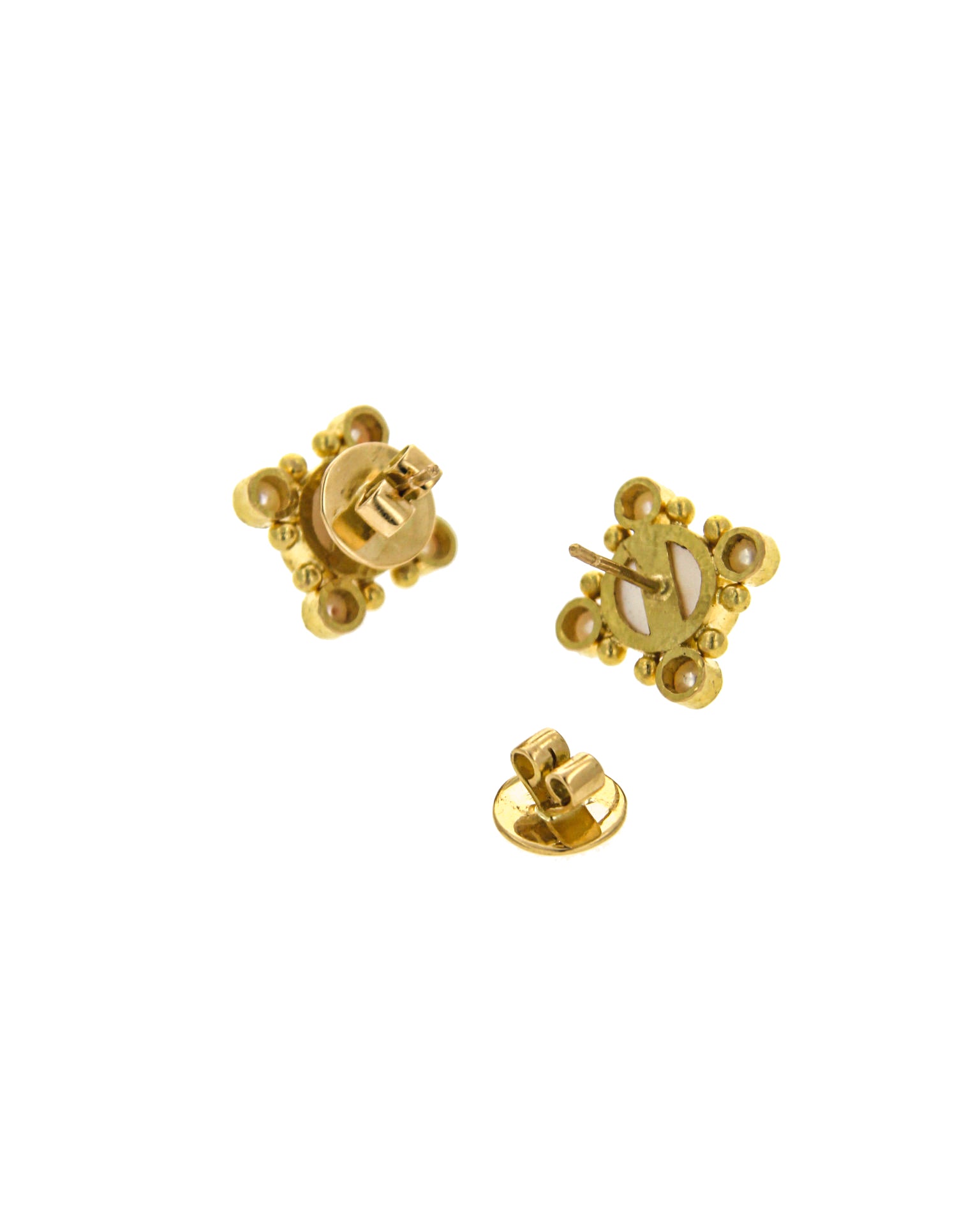 Mulberry 'Man-in-the-Moon' and Pearl Stud Earrings