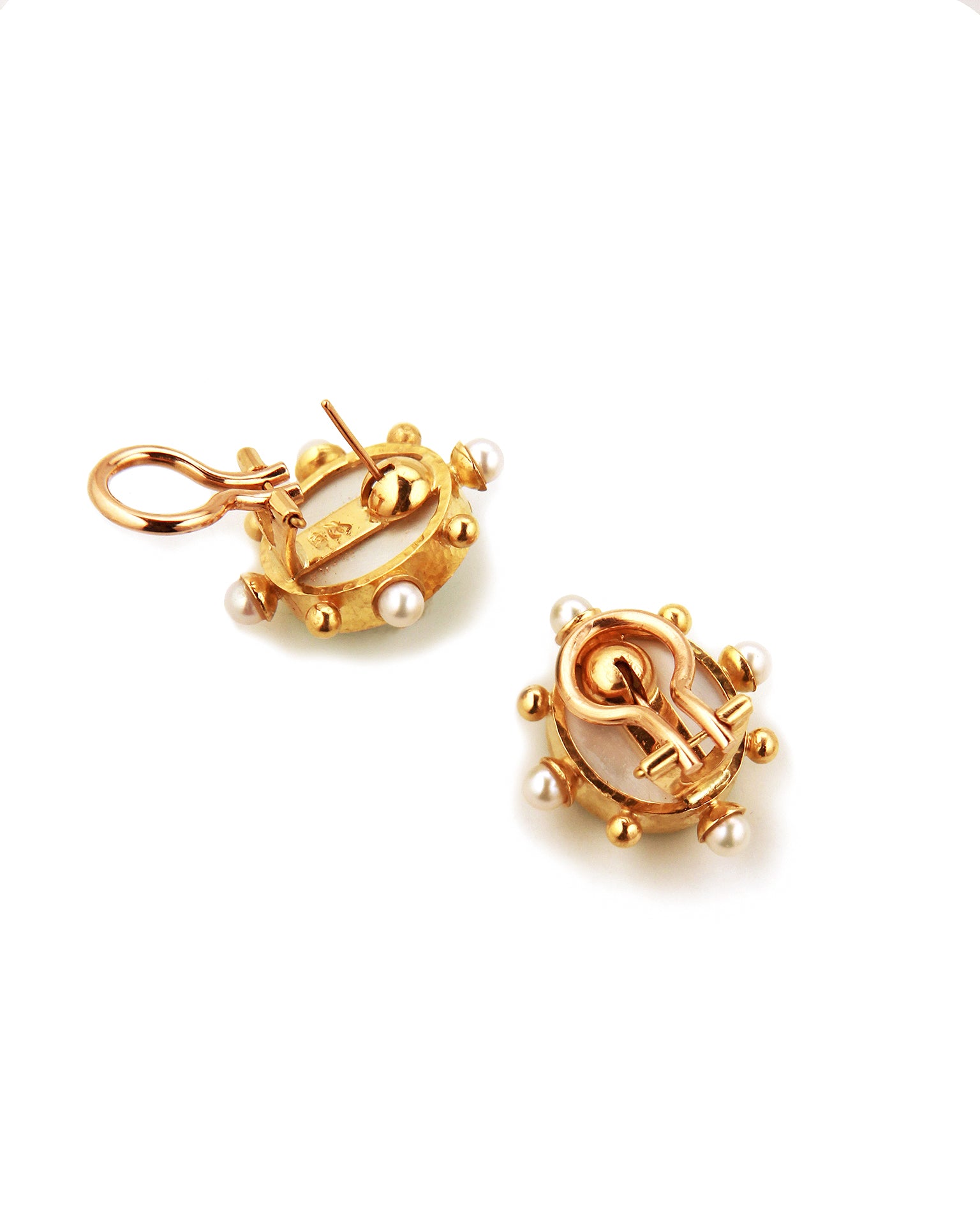Pink 'Demel Bee' and Pearl Earrings