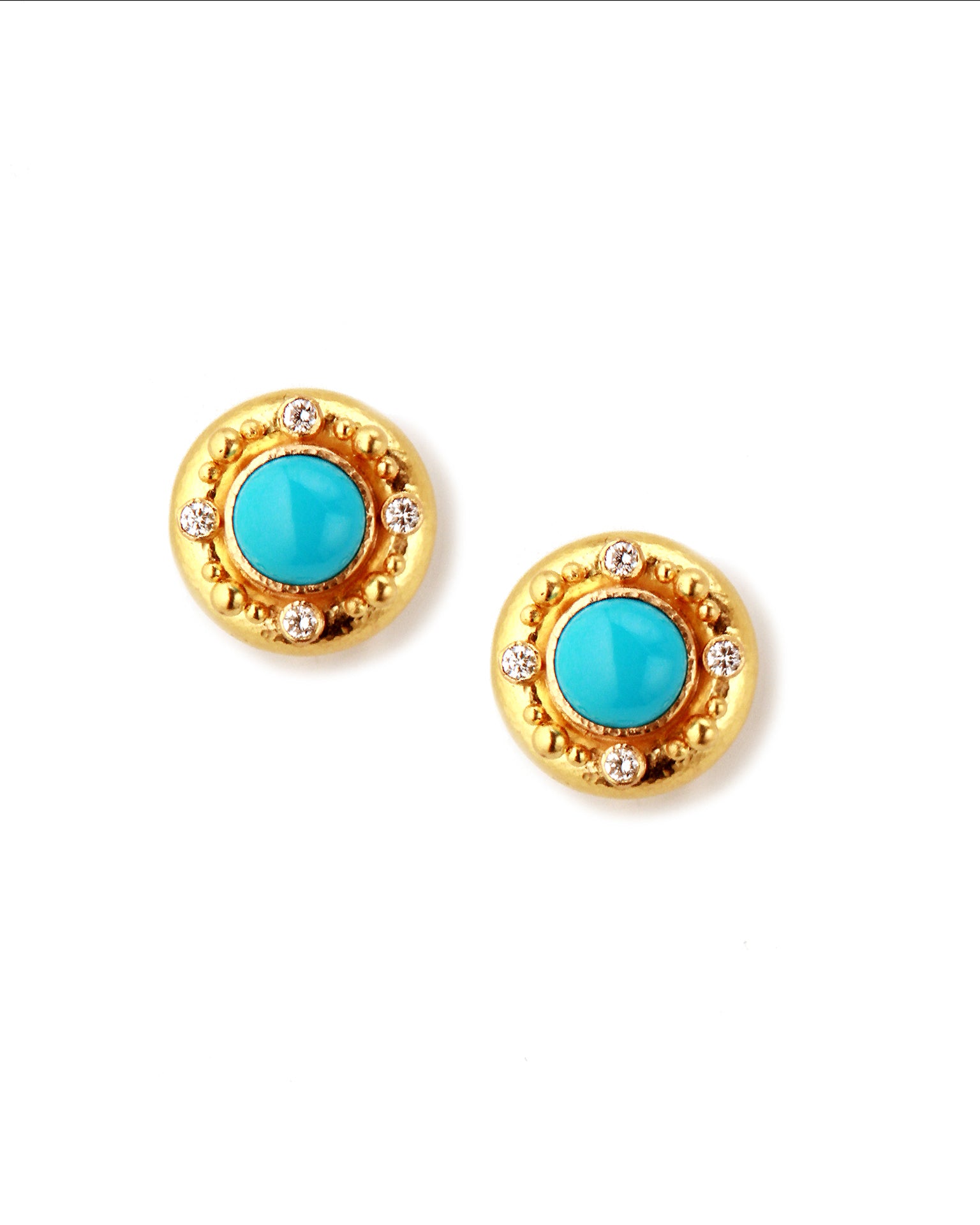 Sleeping Beauty Turquoise and Diamond Earrings