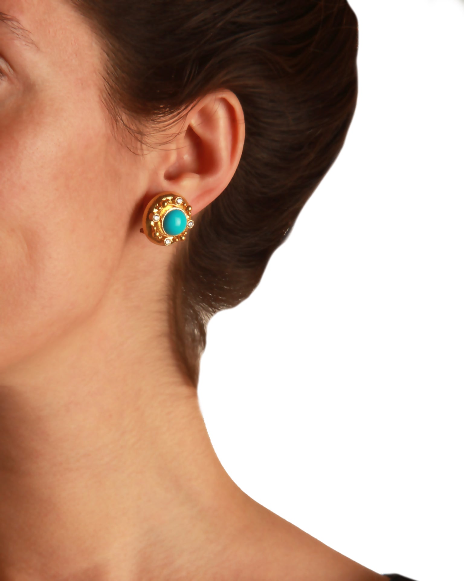 Sleeping Beauty Turquoise and Diamond Earrings
